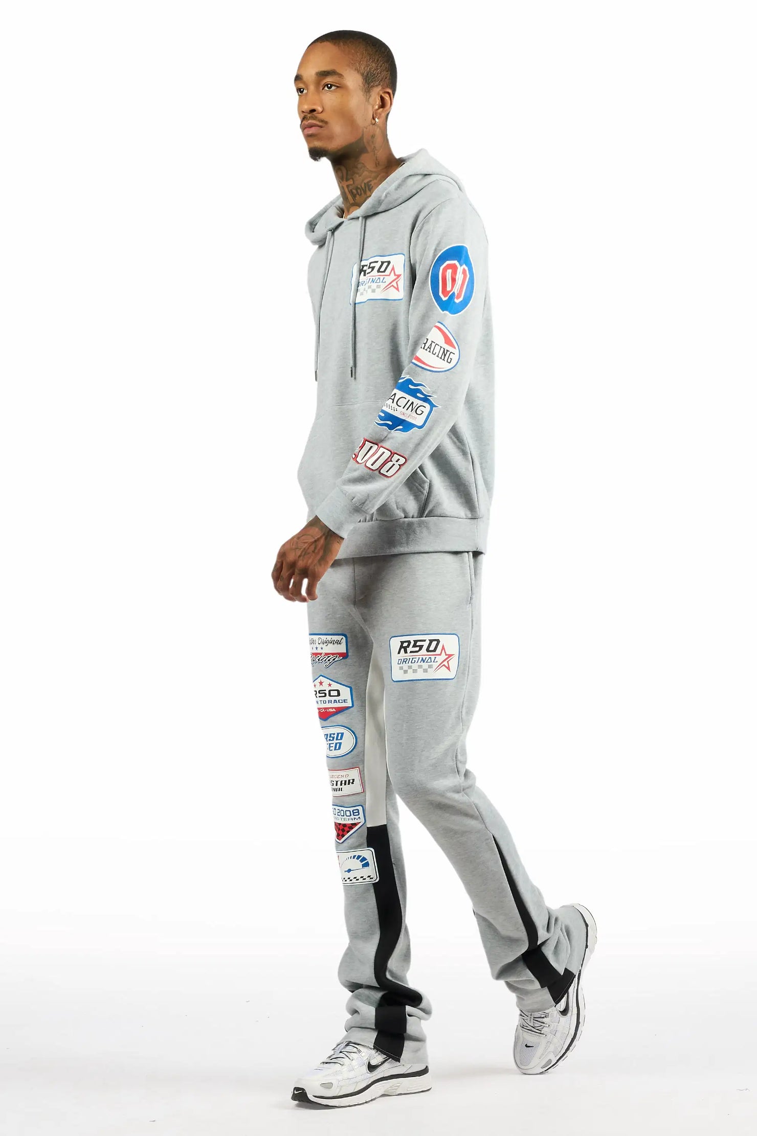 Komanda Heather Grey/Multi Hoodie/Stacked Flare Track Set