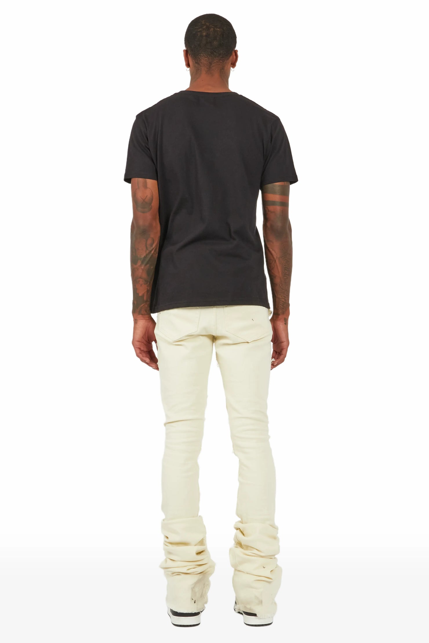 Zevon Cream Super Stacked Flare Jean
