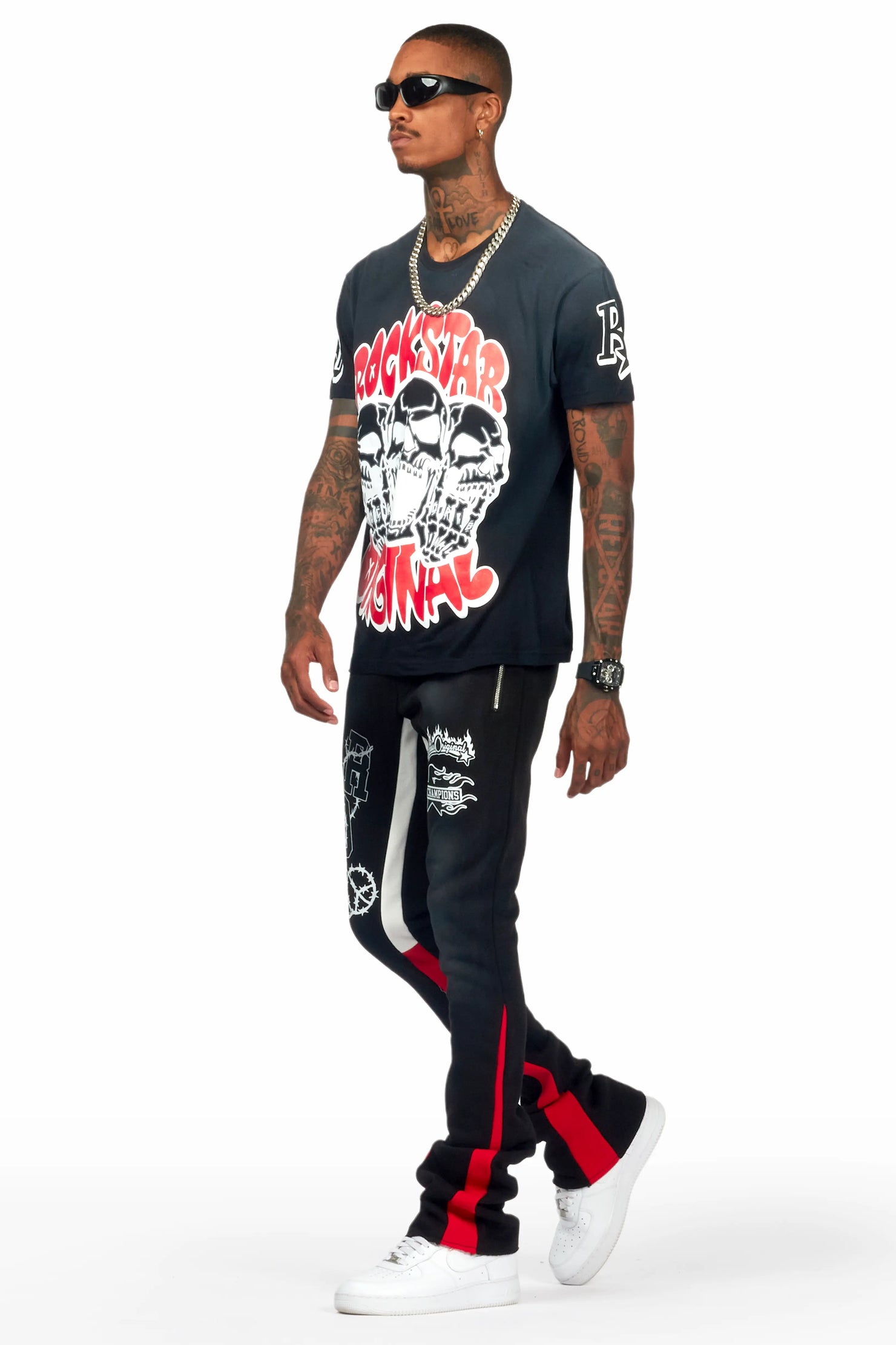 Rune Black T-Shirt/Stacked Flare Track Set