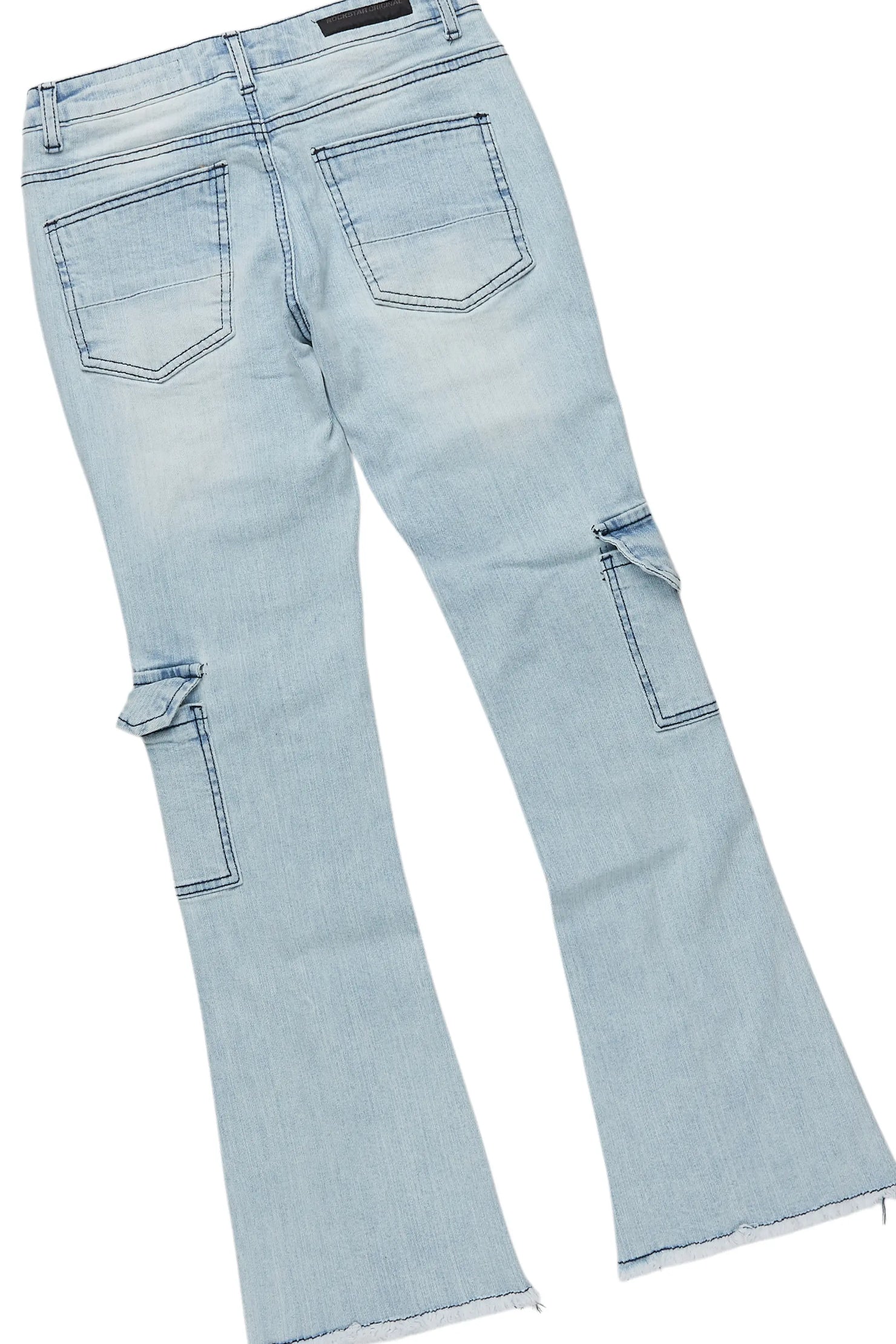 Boys Beno Royal Blue/Pink Hoodie/Stacked Flare Jean Set