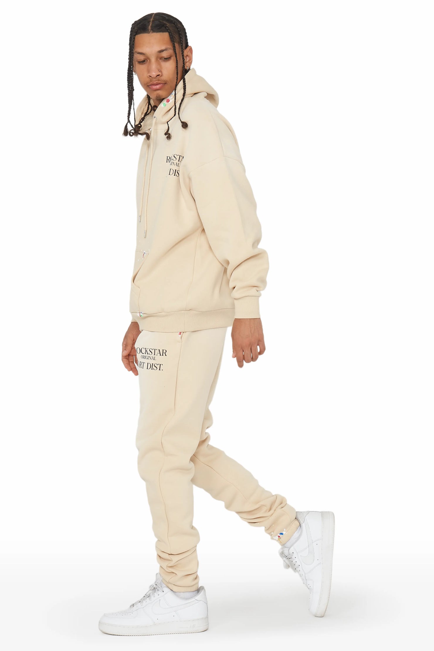 Rockstar Art Dist. Beige Relaxed Fit Track Set