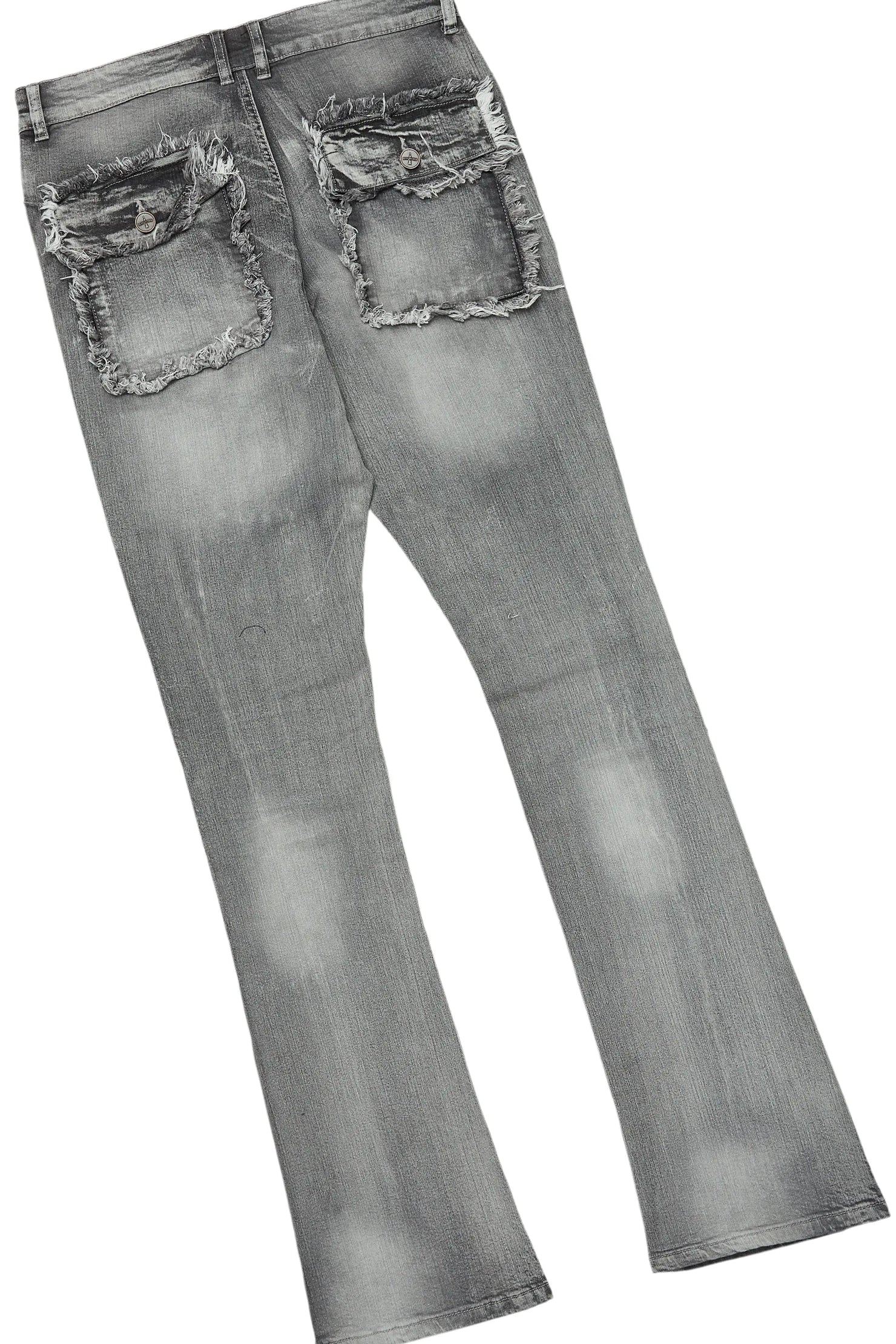 All Seeing Eyes White/Grey Long Sleeve T-Shirt/Stacked Flare Cargo Jean Bundle