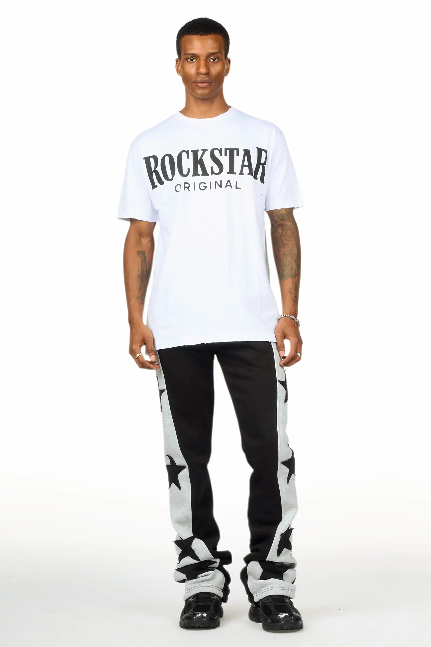 Geza Black Baggy Stacked Pant