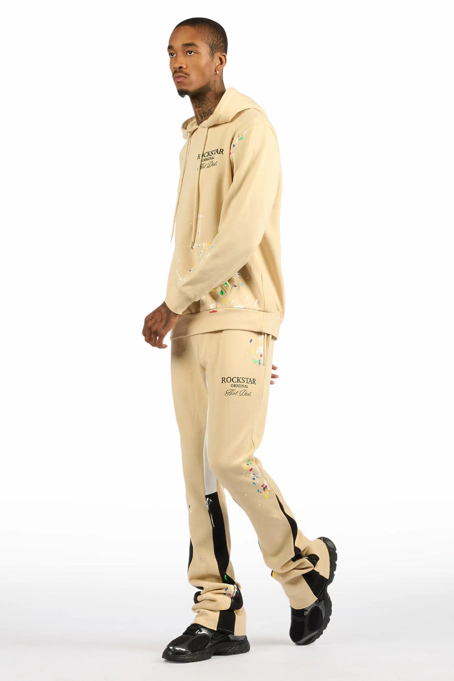 Art Dist 2.0 Beige/Multi Hoodie/Stacked Flare Track Set