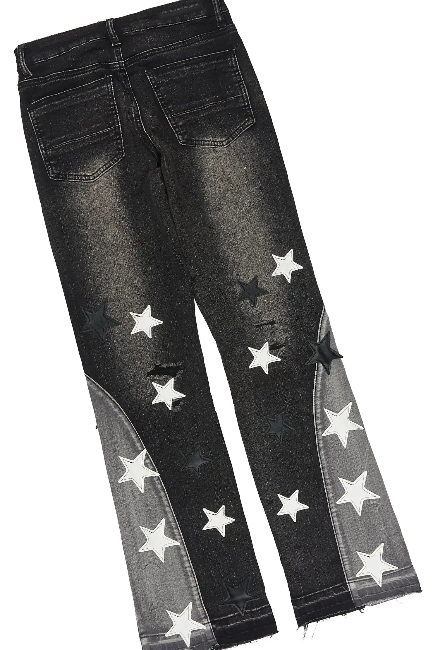 Girls Blarny Grey/Black T-Shirt Stacked Jean Set