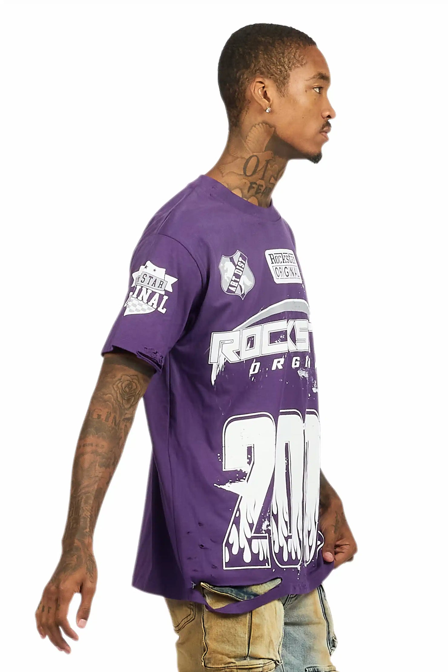 Amos Purple/White Graphic T-Shirt
