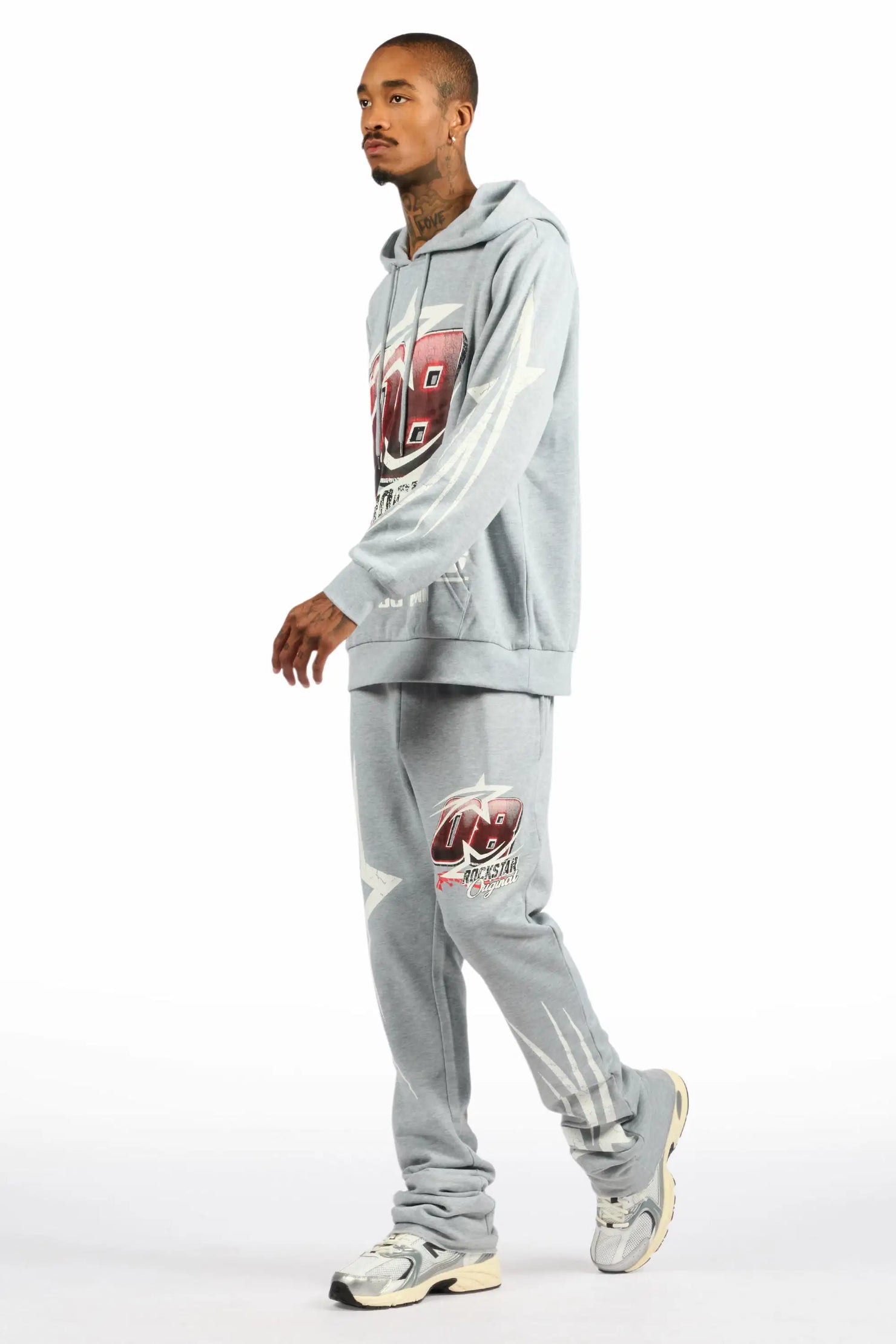 Kastell Heather Grey Hoodie/Stacked Pant Track Set