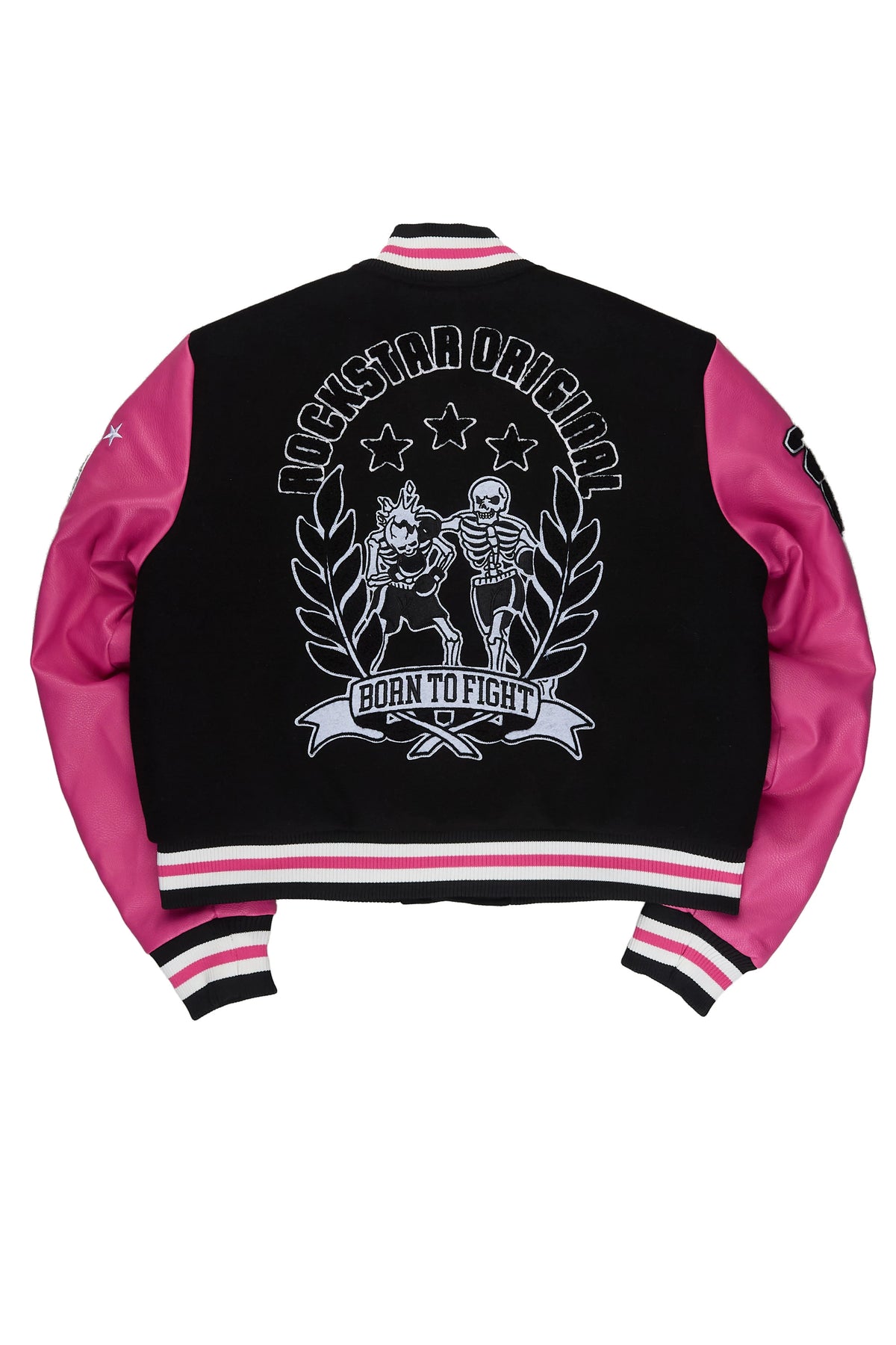 Yvonna Black/Pink Oversized Varsity Jacket