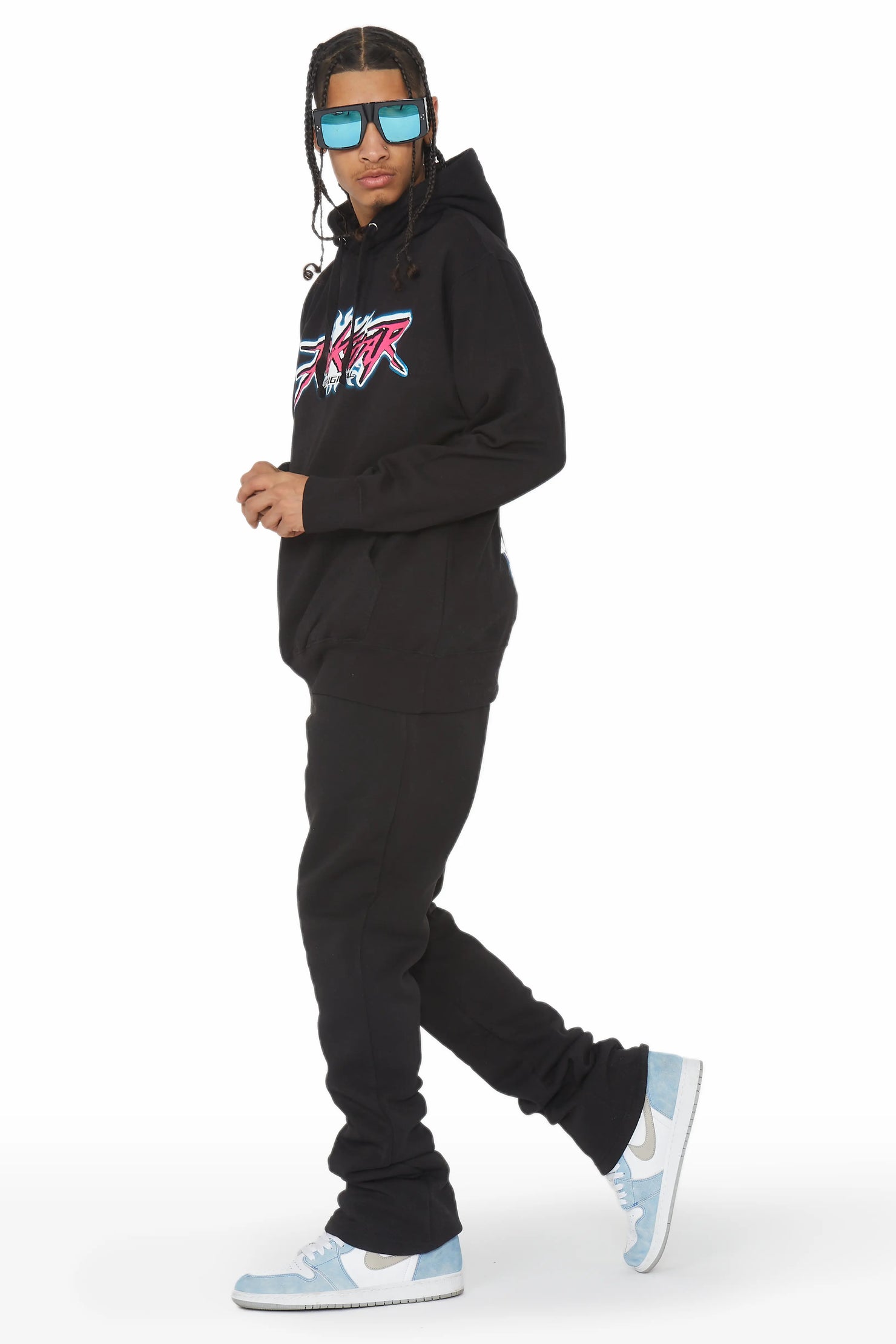 Jeton Black Graphic Hoodie Track Pant Set