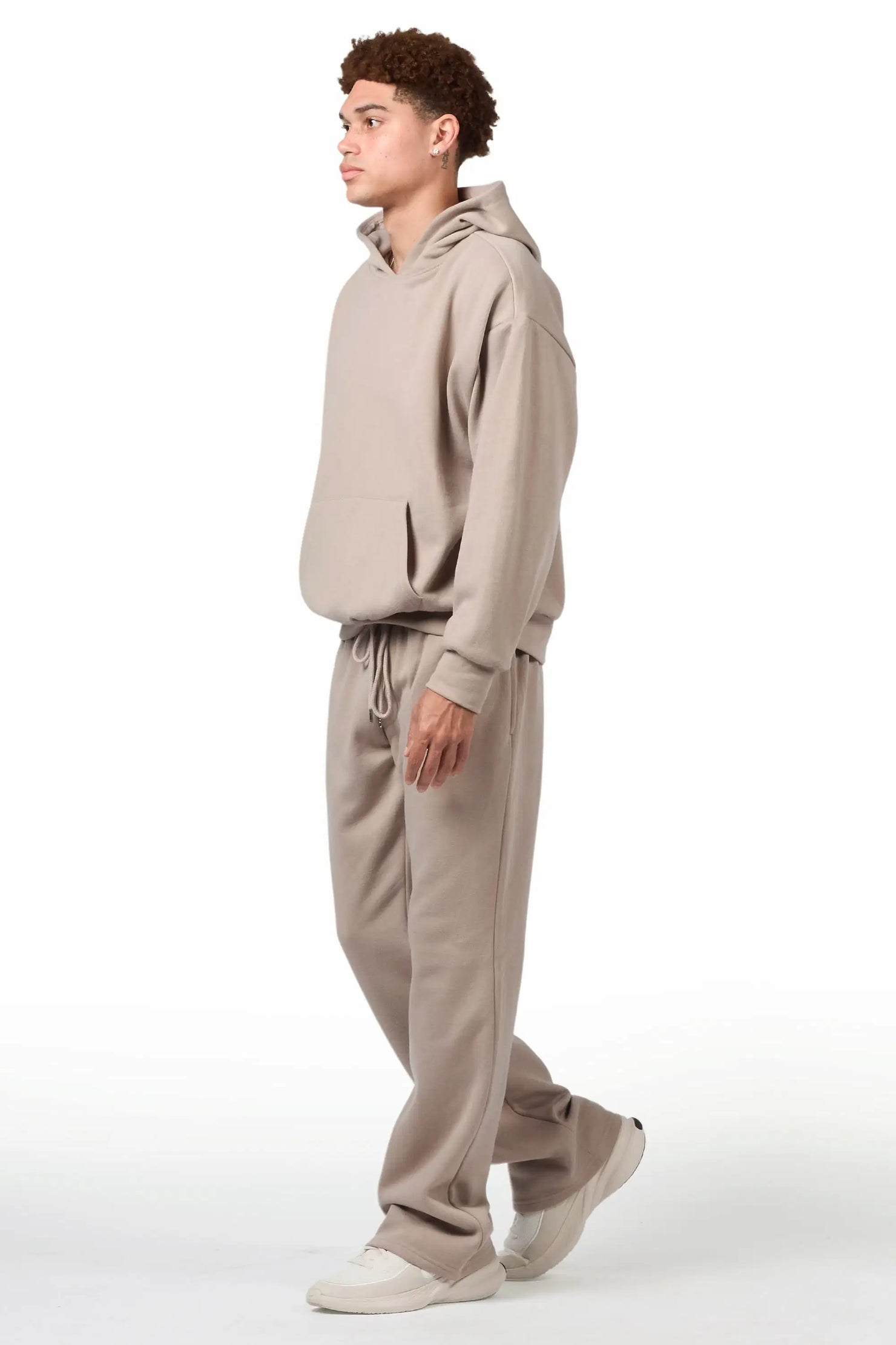 Basic Taupe Hoodie Relaxed Track Set