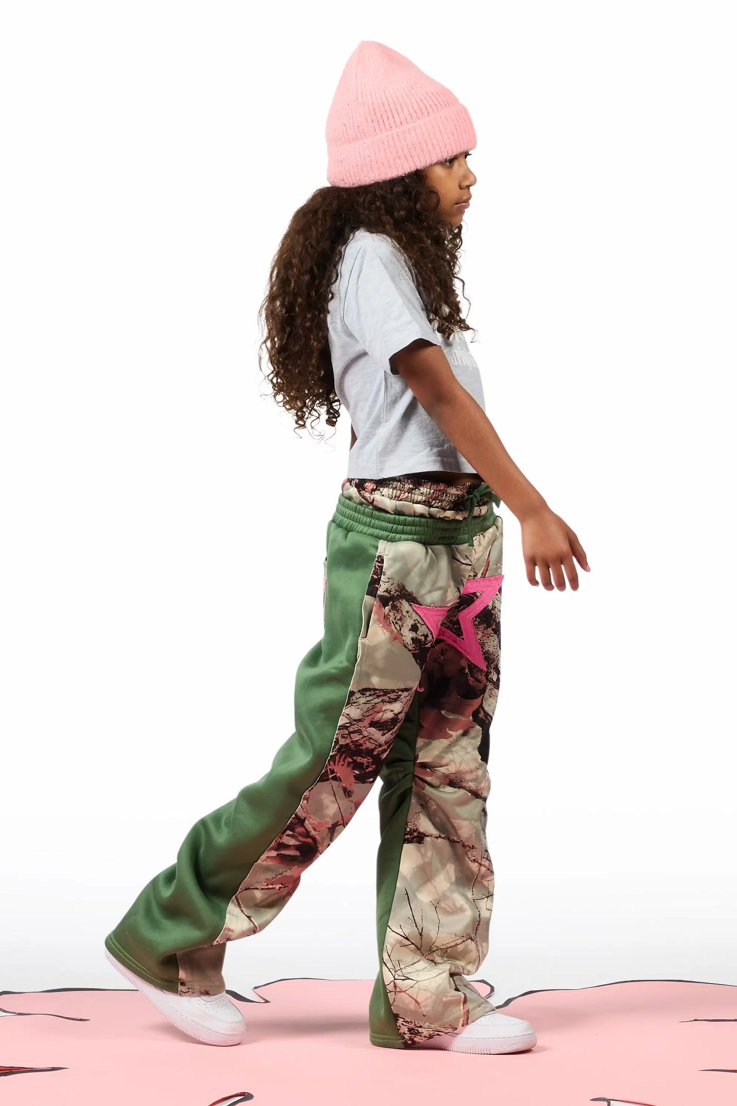 Girls Canaan Camo Double Waisted Baggy Track Pant