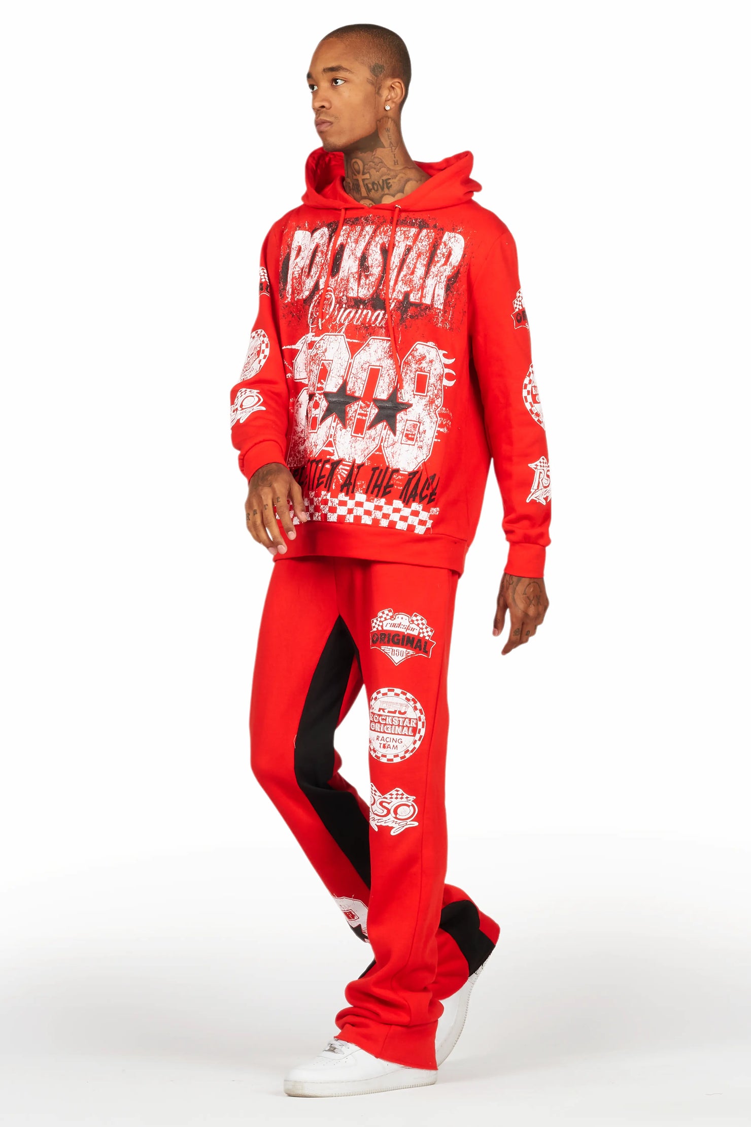 Racing Grung Red Hoodie/Baggy Track Pant Set