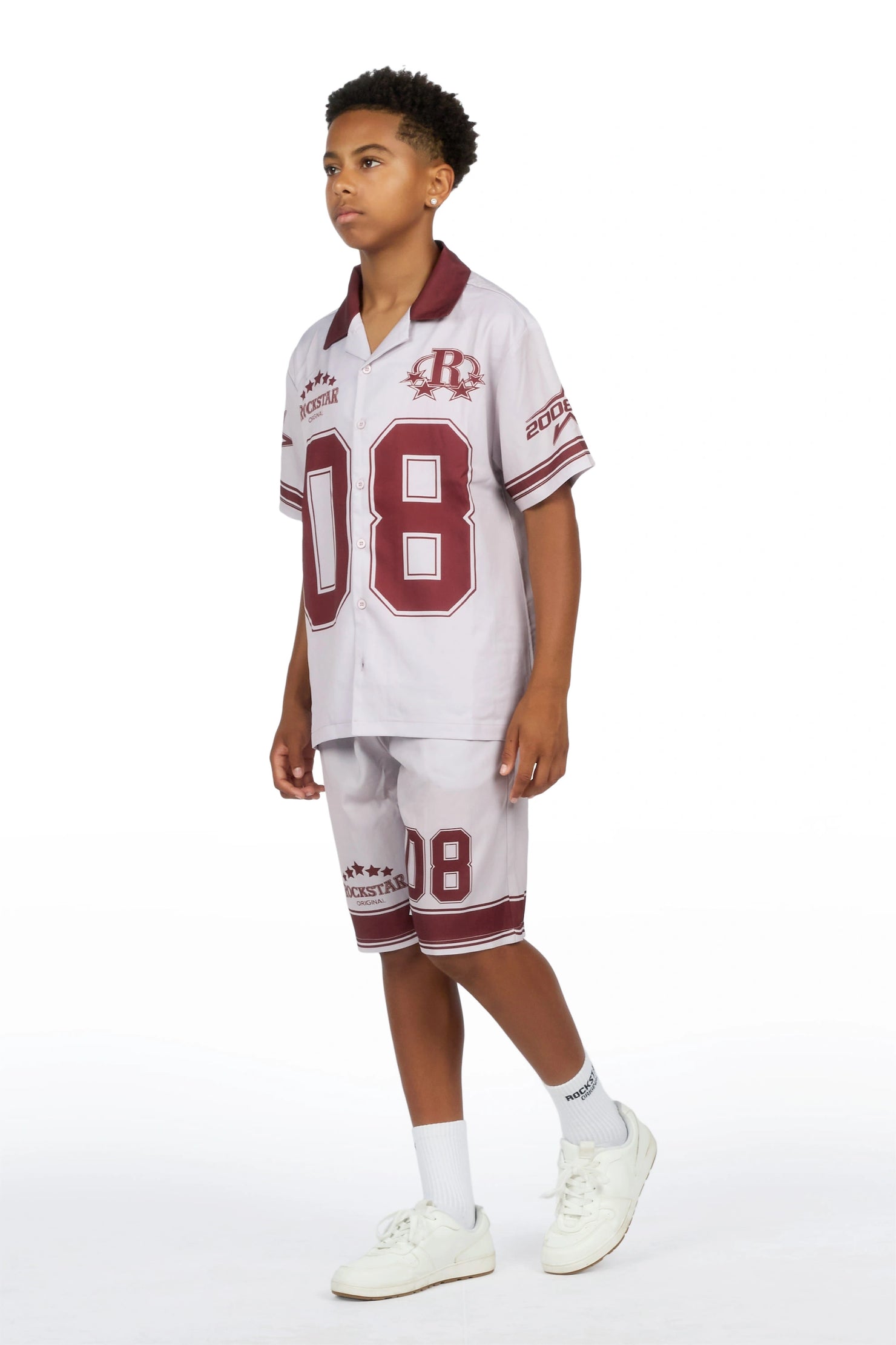 Boys Tim Beige Button Down T-Shirt/Short Set