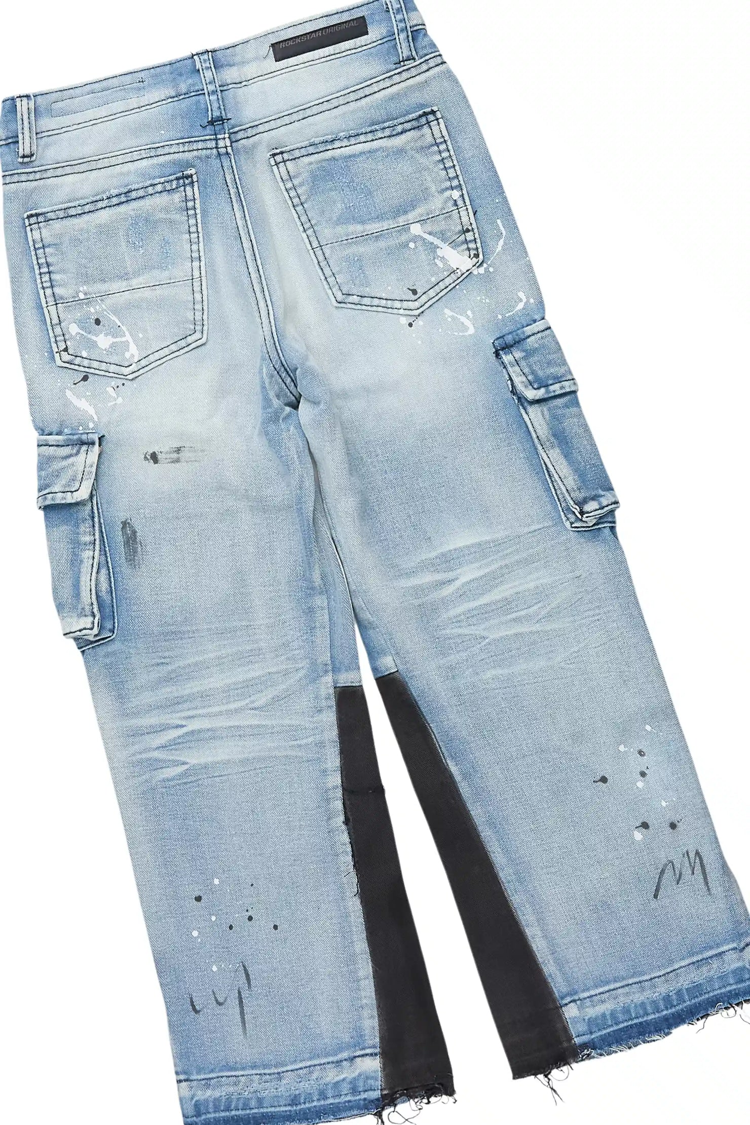 Girls Bridgette Black/Blue T-Shirt/Baggy Cargo Jean Set