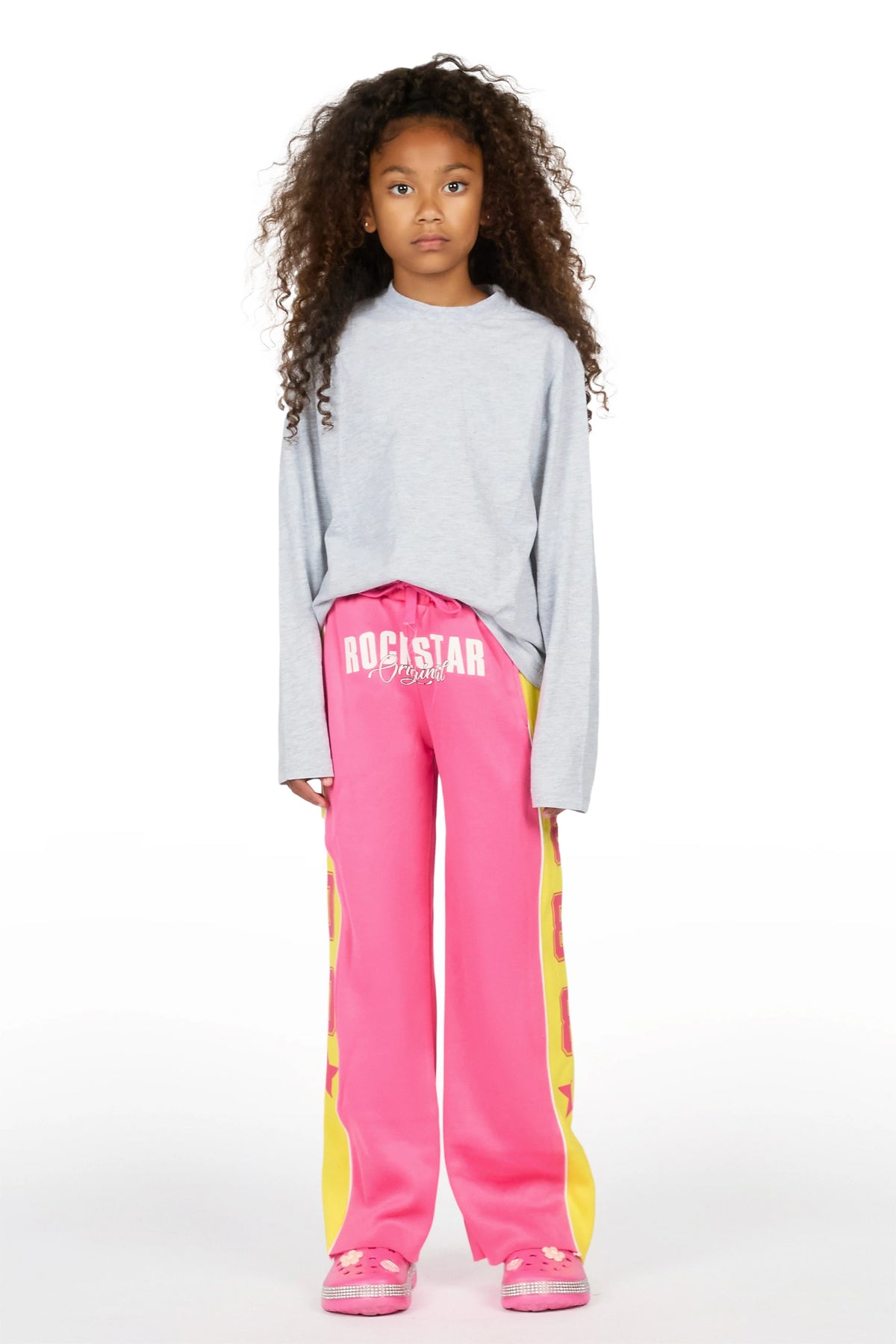 Girls Airelle Pink/Yellow Baggy Track Pant