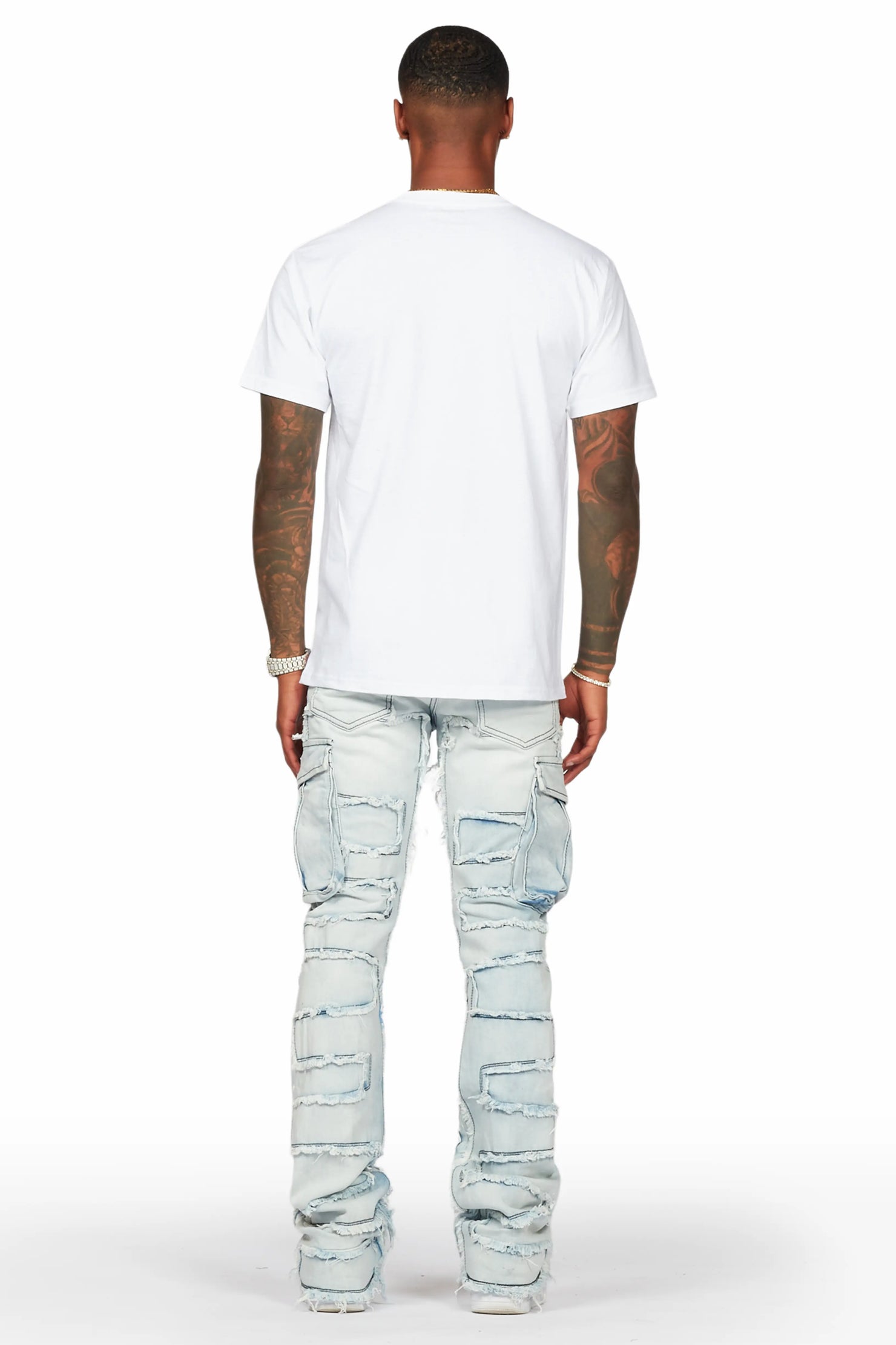 Farren Blue Painter Stacked Flare Jean