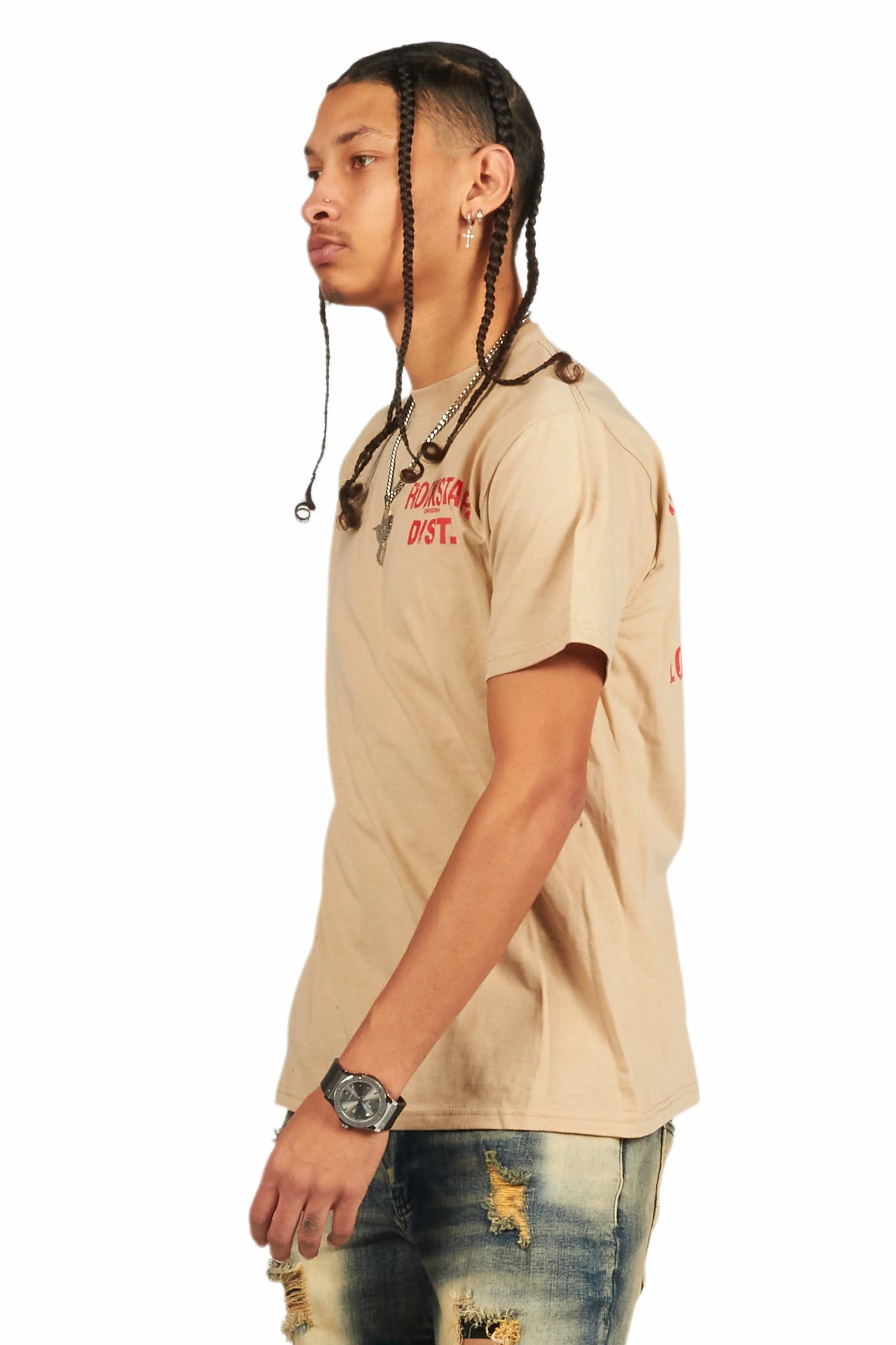 Lake Beige/Red Graphic T-Shirt