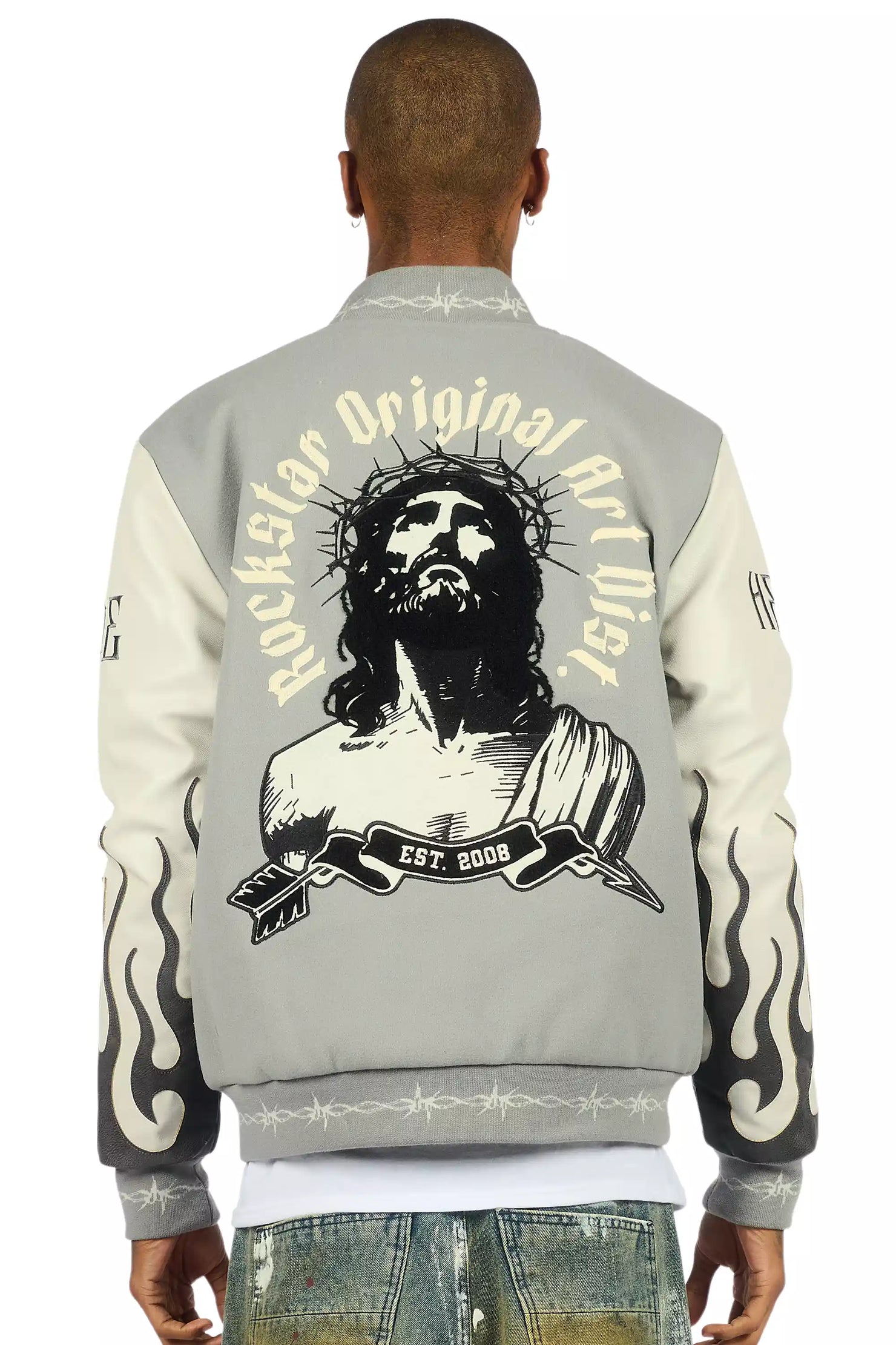 Caelus Grey Varsity Jacket