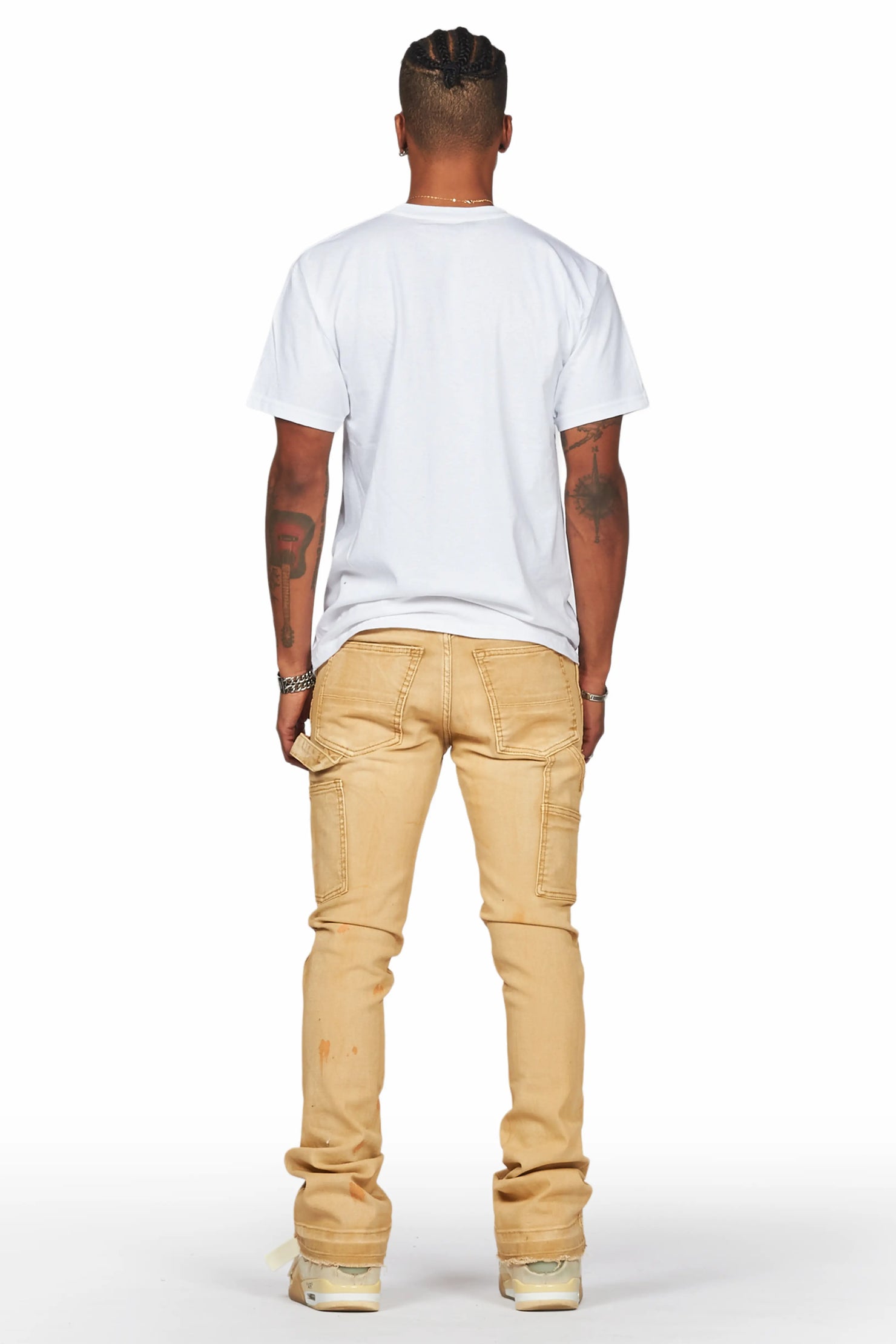 Serrano Beige Stacked Flare Jean