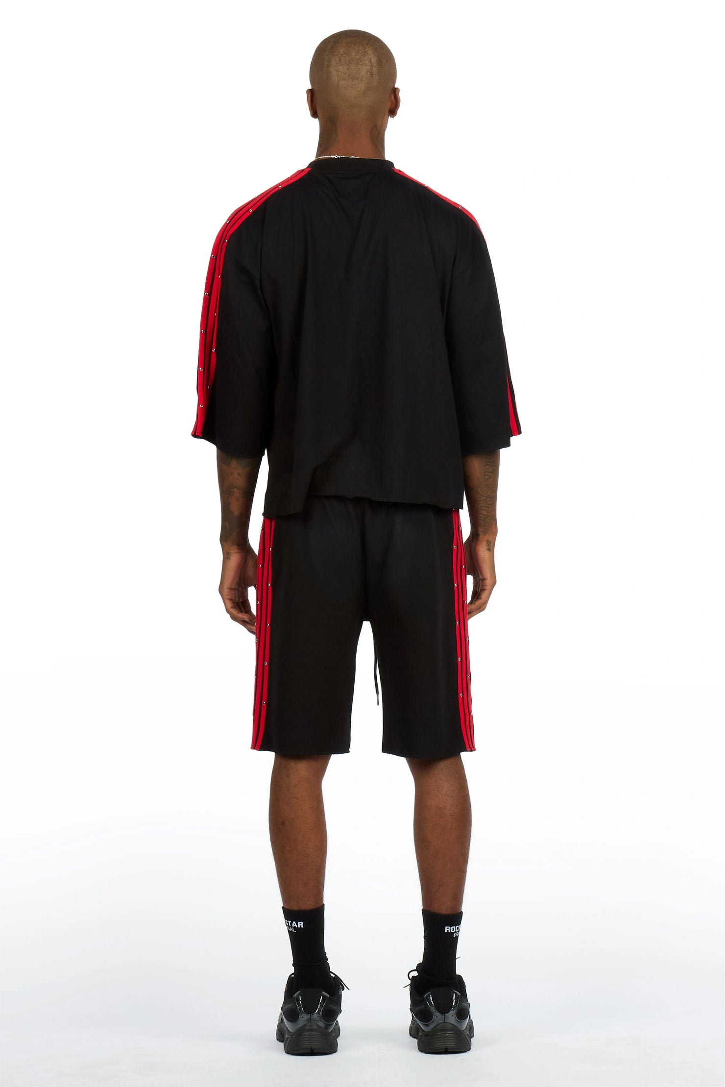 Gulis Black/Red Rhinestone T-Shirt Short Set