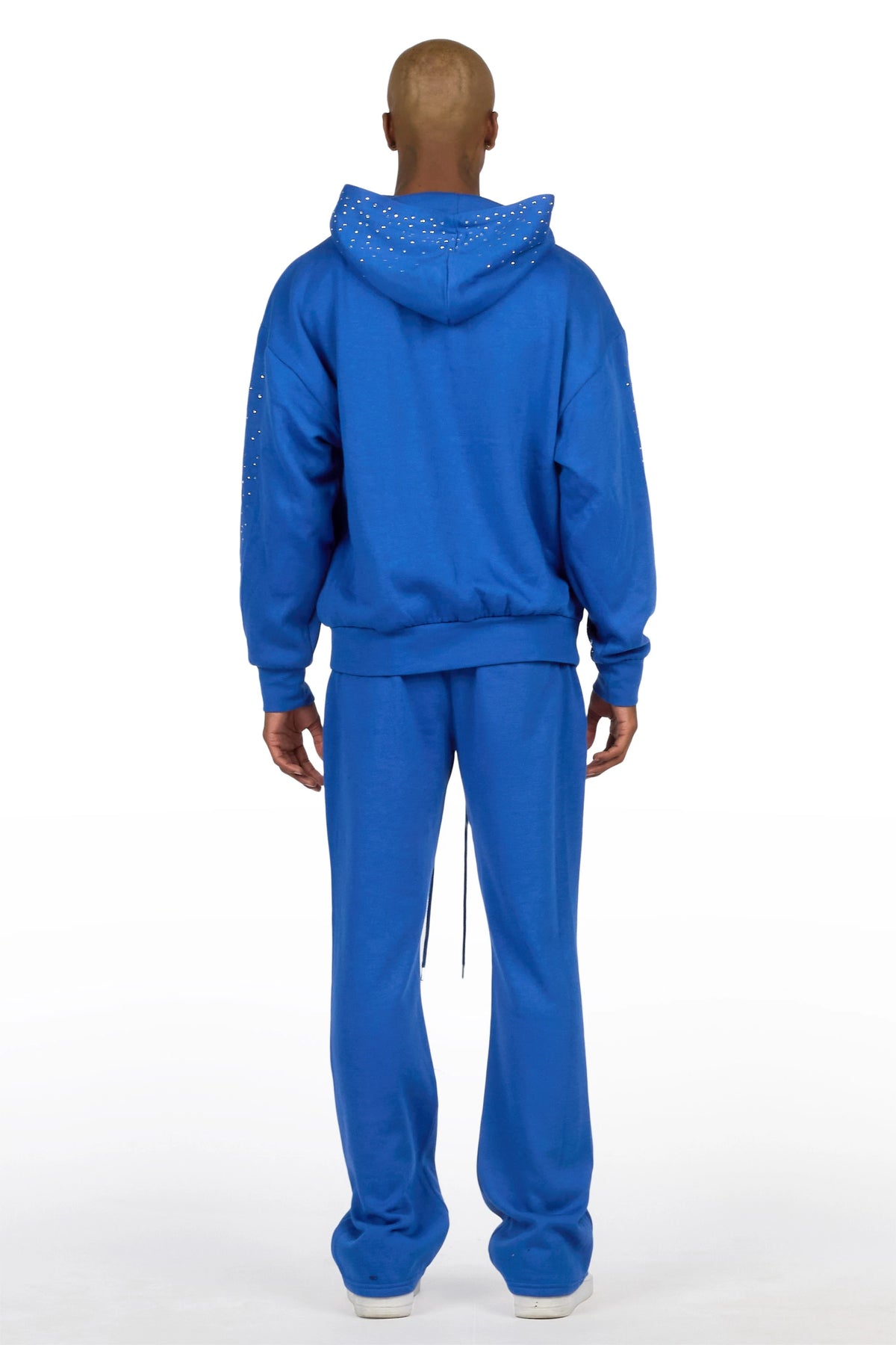 Twinkle Royal Blue/White Rhinestone Hoodie Relaxed Track Set