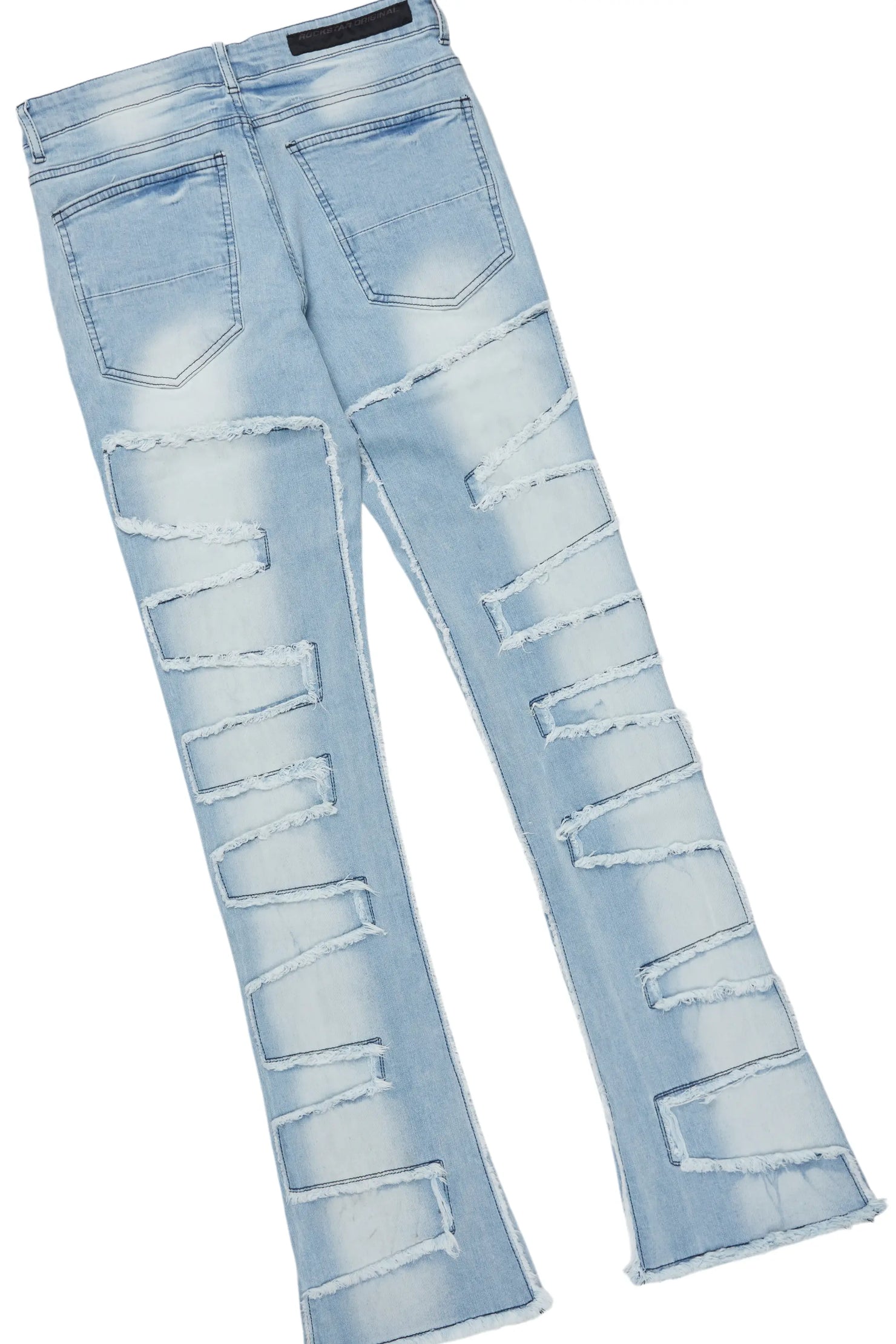 Beno Beige T-Shirt & Shake Blue Stacked Flare Jean Bundle