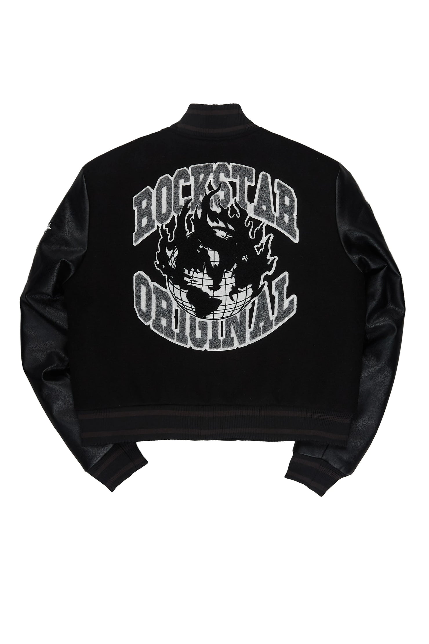 Gliyah Black Oversized Varsity Jacket