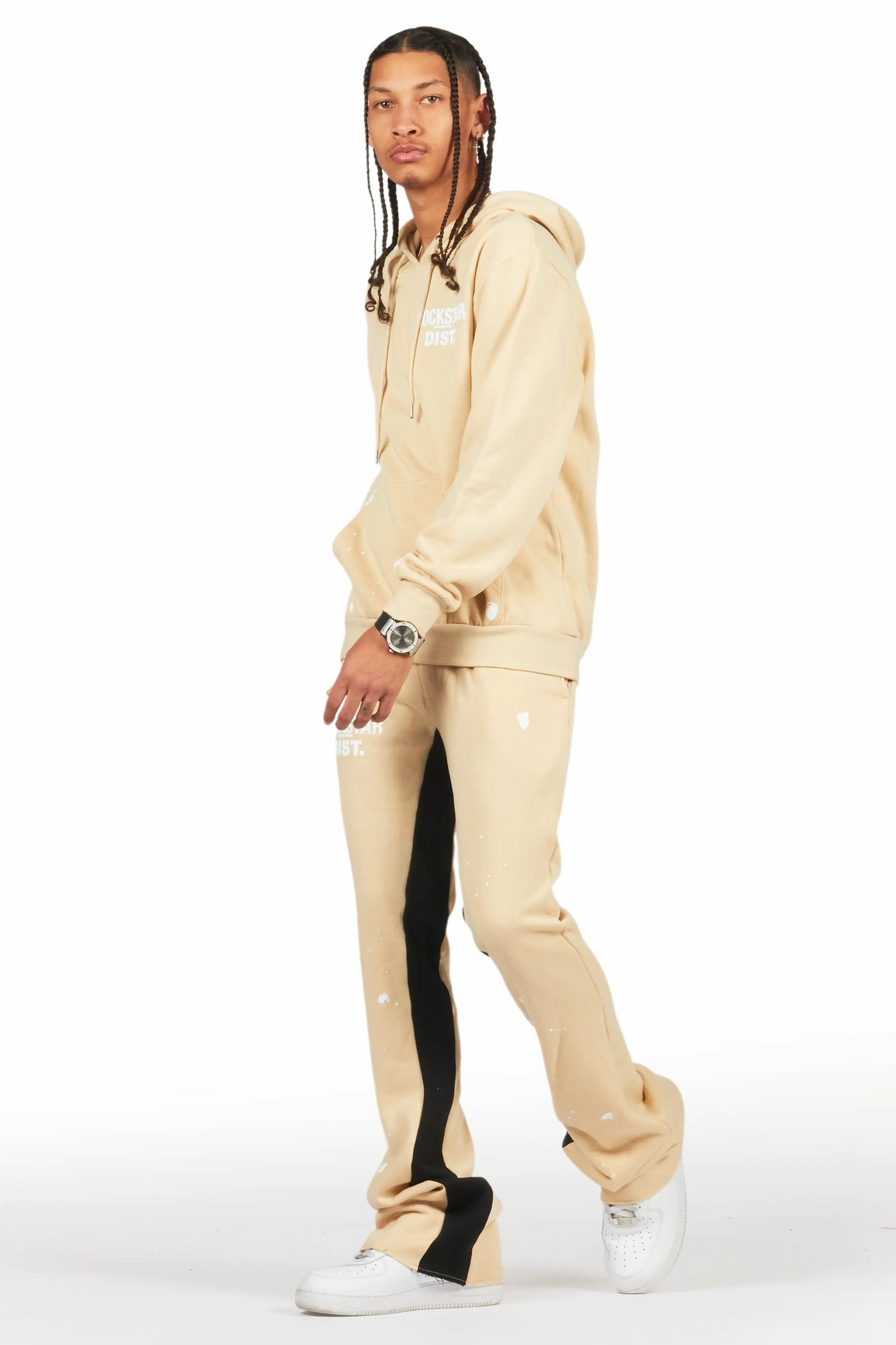 Raffer Beige Hoodie Baggy Fit Pant Track Set