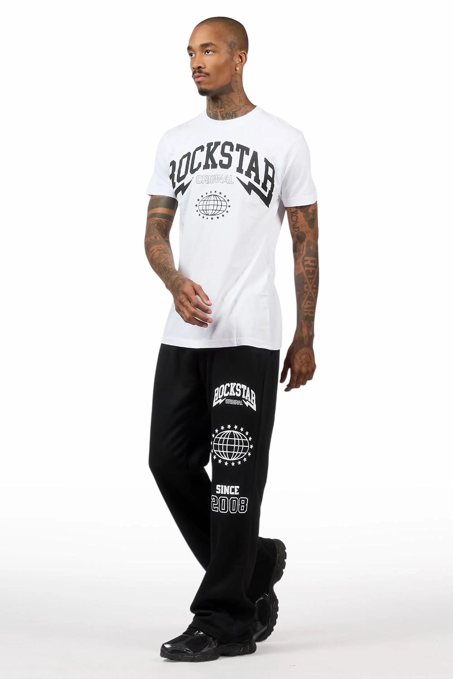 Stori White/Black T-Shirt/ Relaxed Track Set