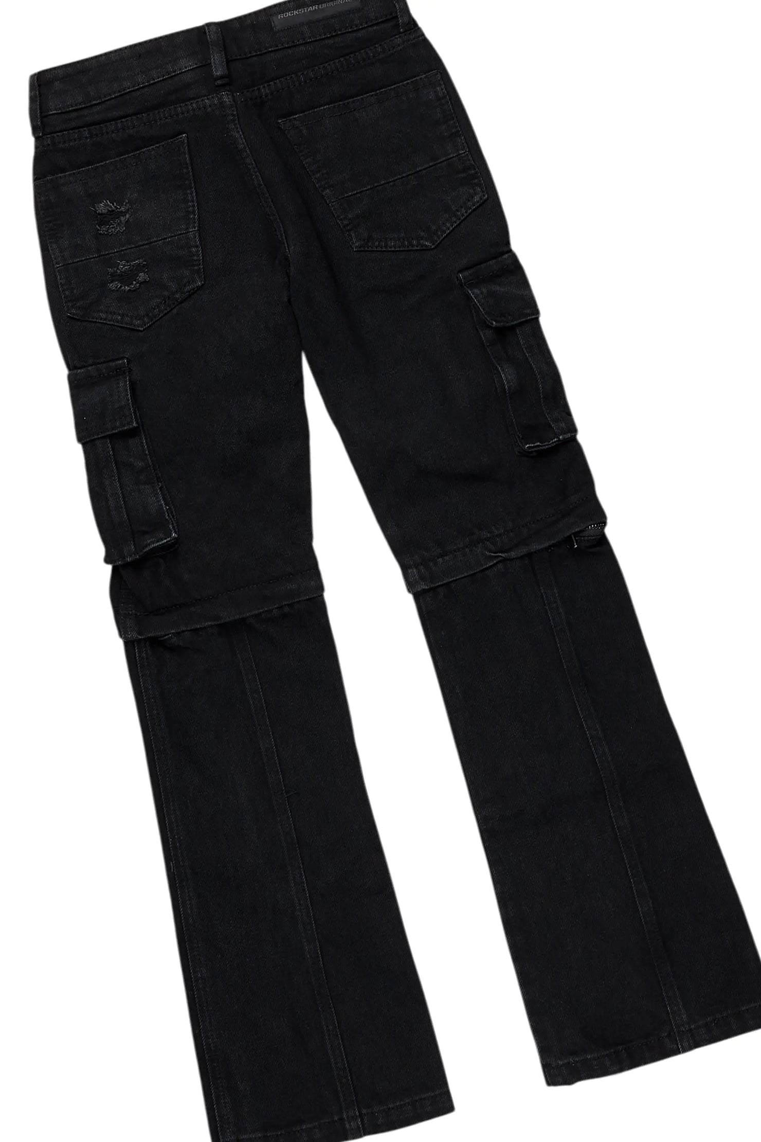 Boys Hagan Vintage Black Hoodie/Stacked Flare Jean Set