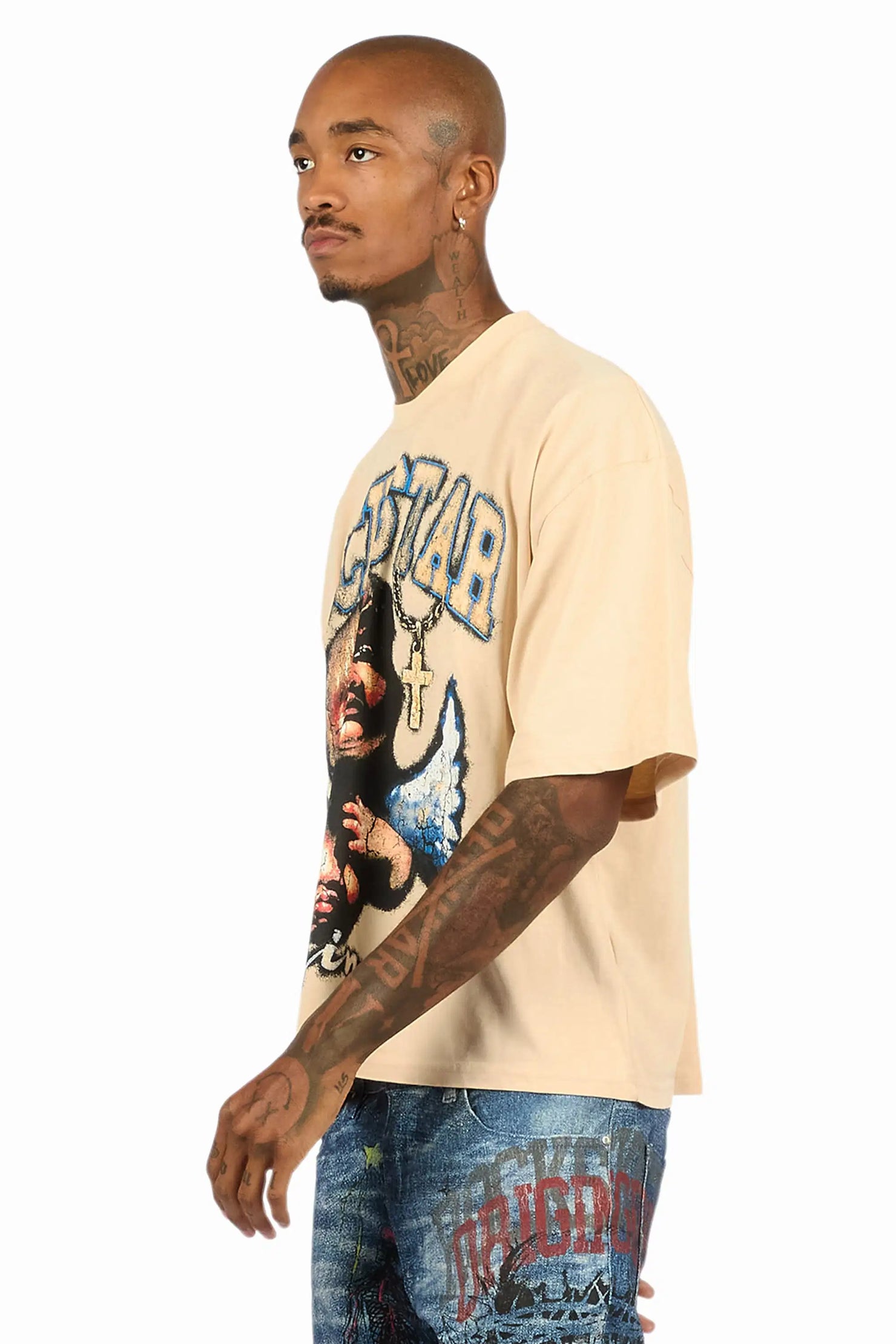 Deiter Beige Boxy Crop T-Shirt