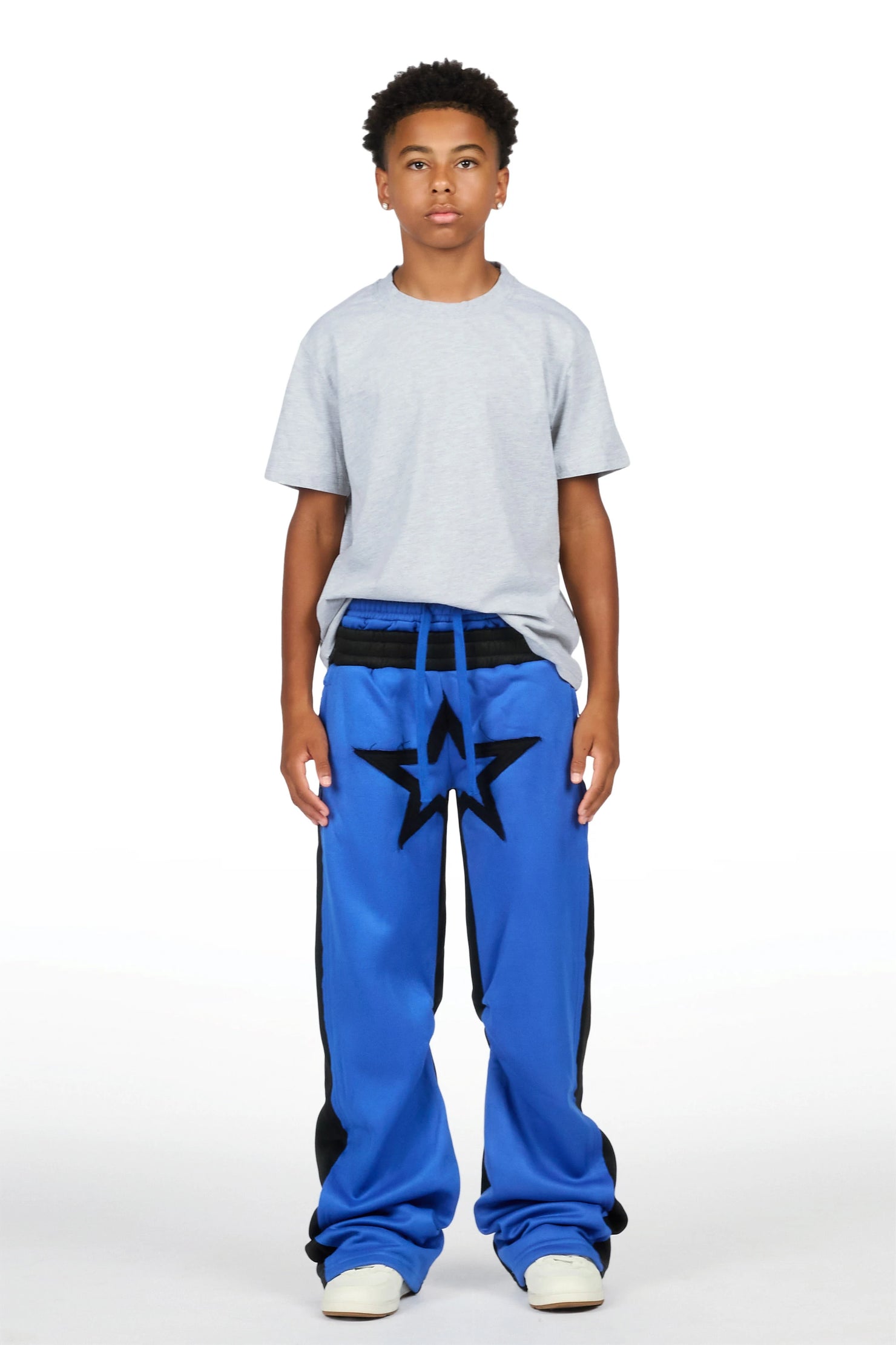 Boys Canaan Black/Royal Double Waisted Baggy Track Pant