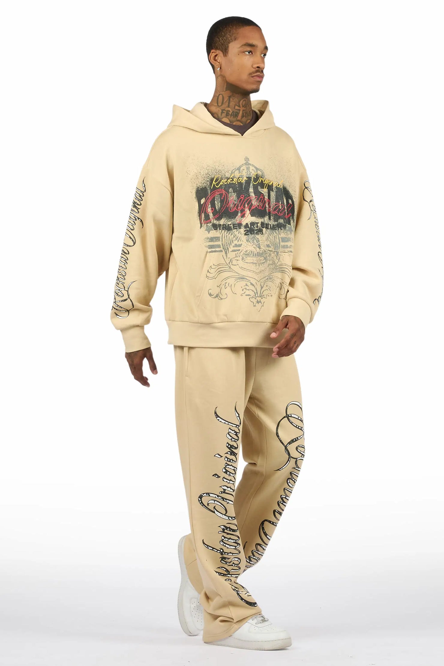 Enkel Beige Hoodie/Baggy Pant Track Set