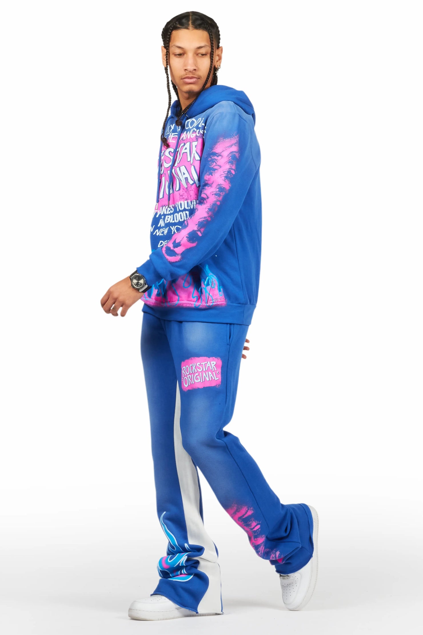 Beno Royal Blue Hoodie/Baggy Track Pant Set