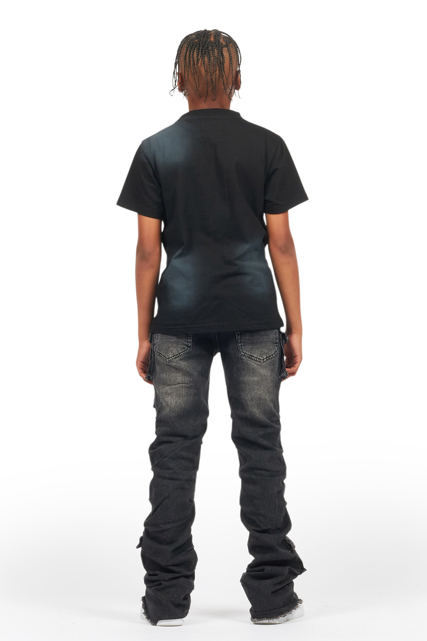 Boys Gentry Dark Grey Stacked Flare Jean