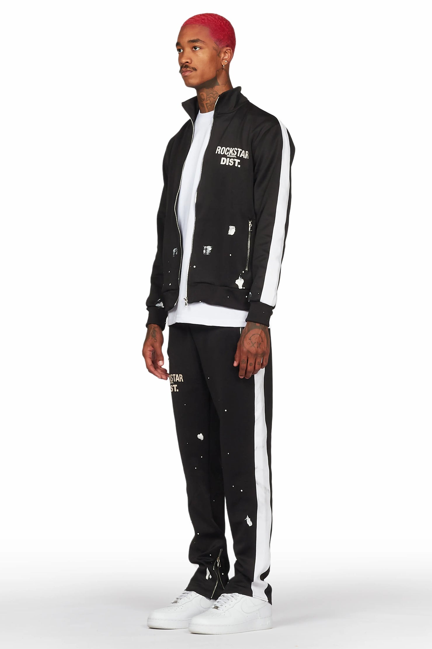 Raffer Black Tricot Slim Fit Track Set