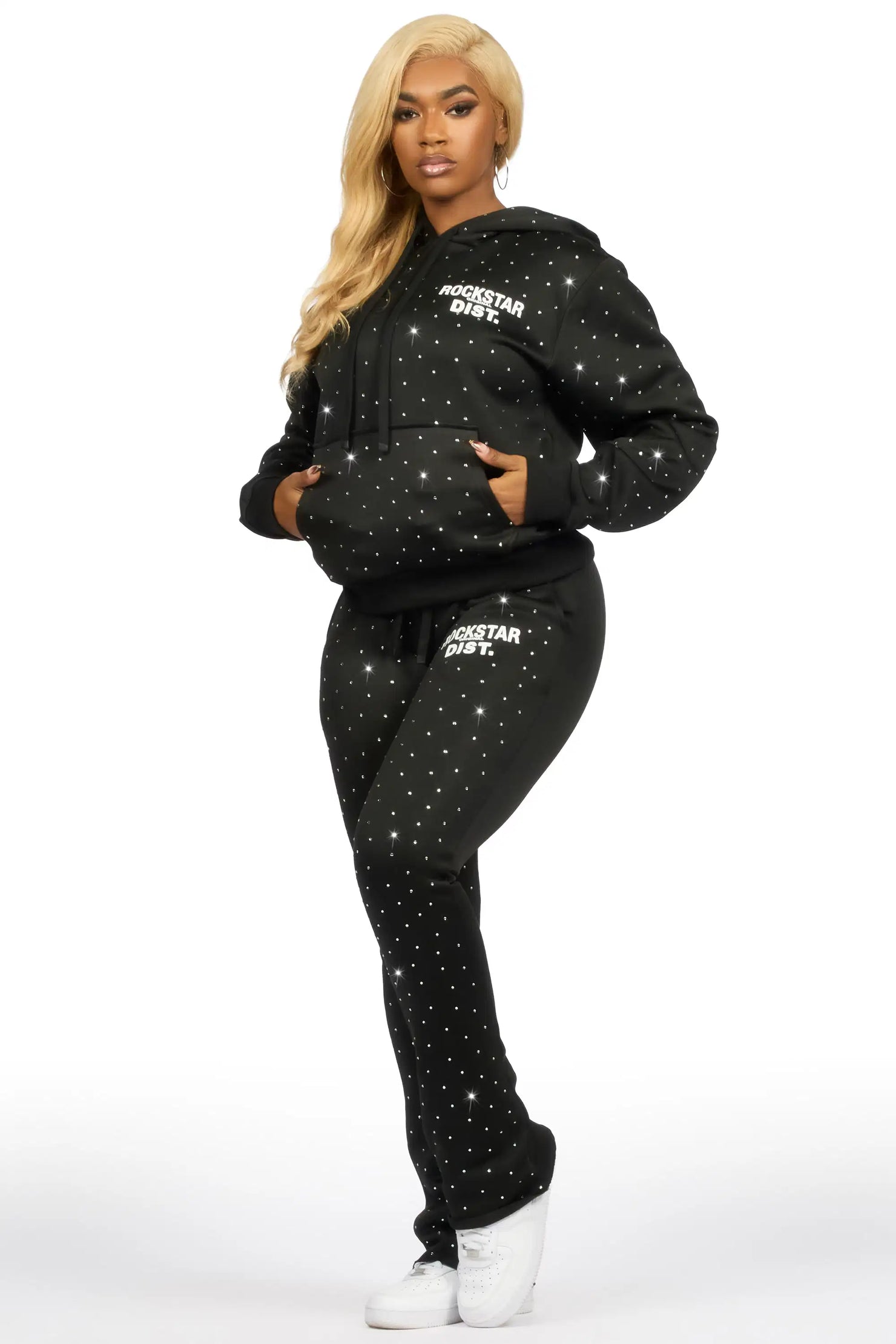 Shamoney Black Rhinestone Stacked Track Set