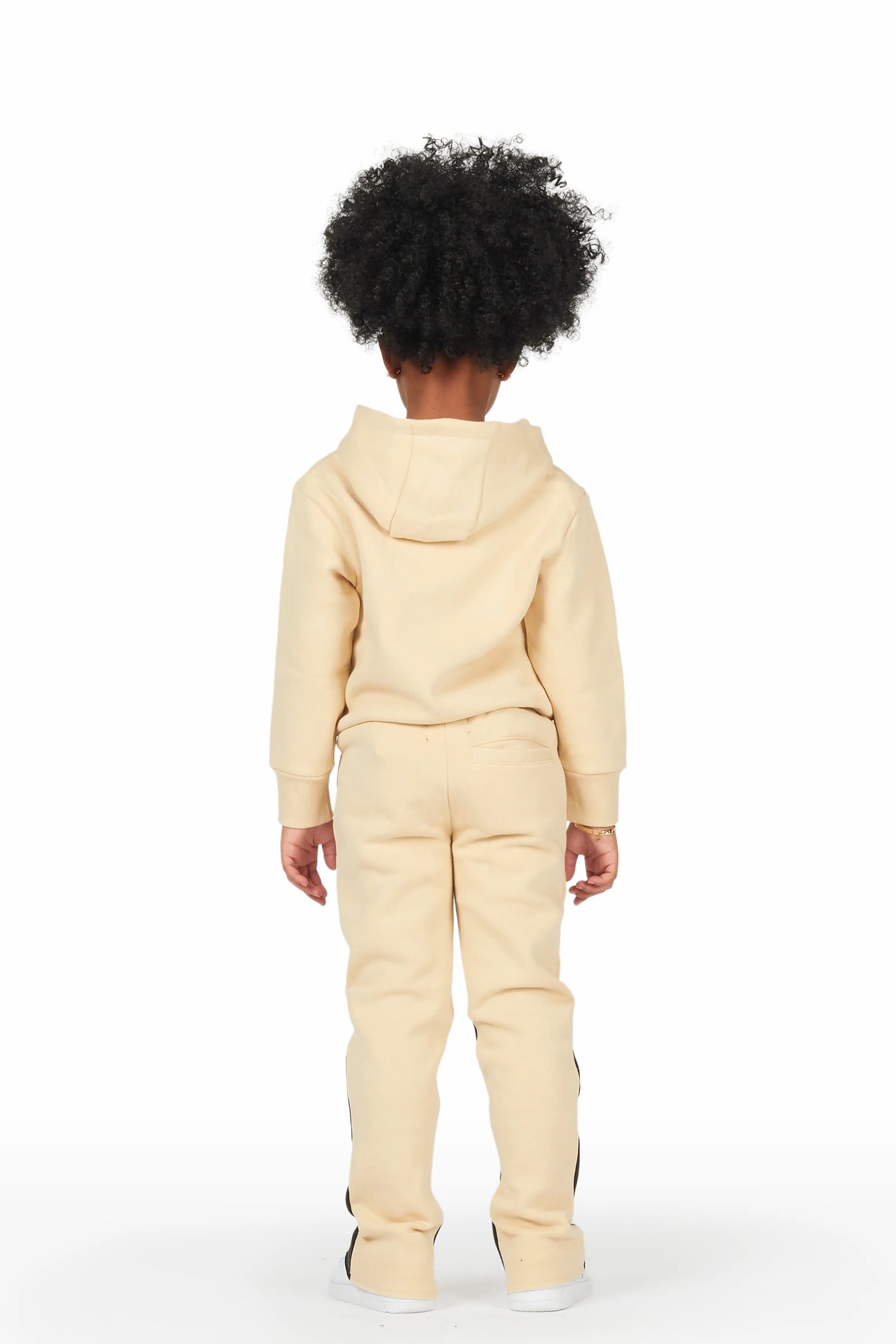Girls Hadley Beige/Black Hoodie Stacked Flare Track Set