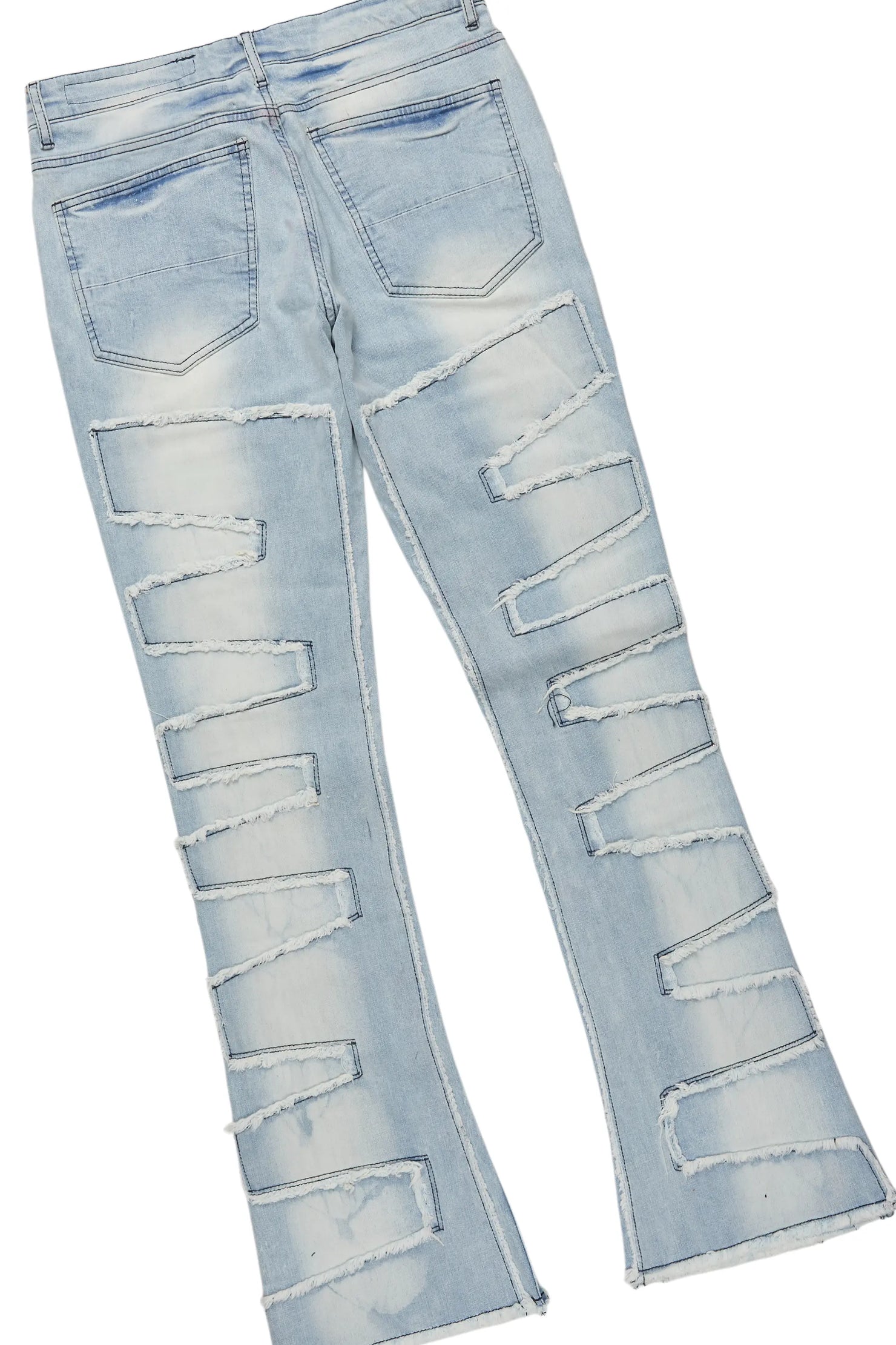 Bloke White/Blue Hoodie/Stacked Flare Jean Bundle