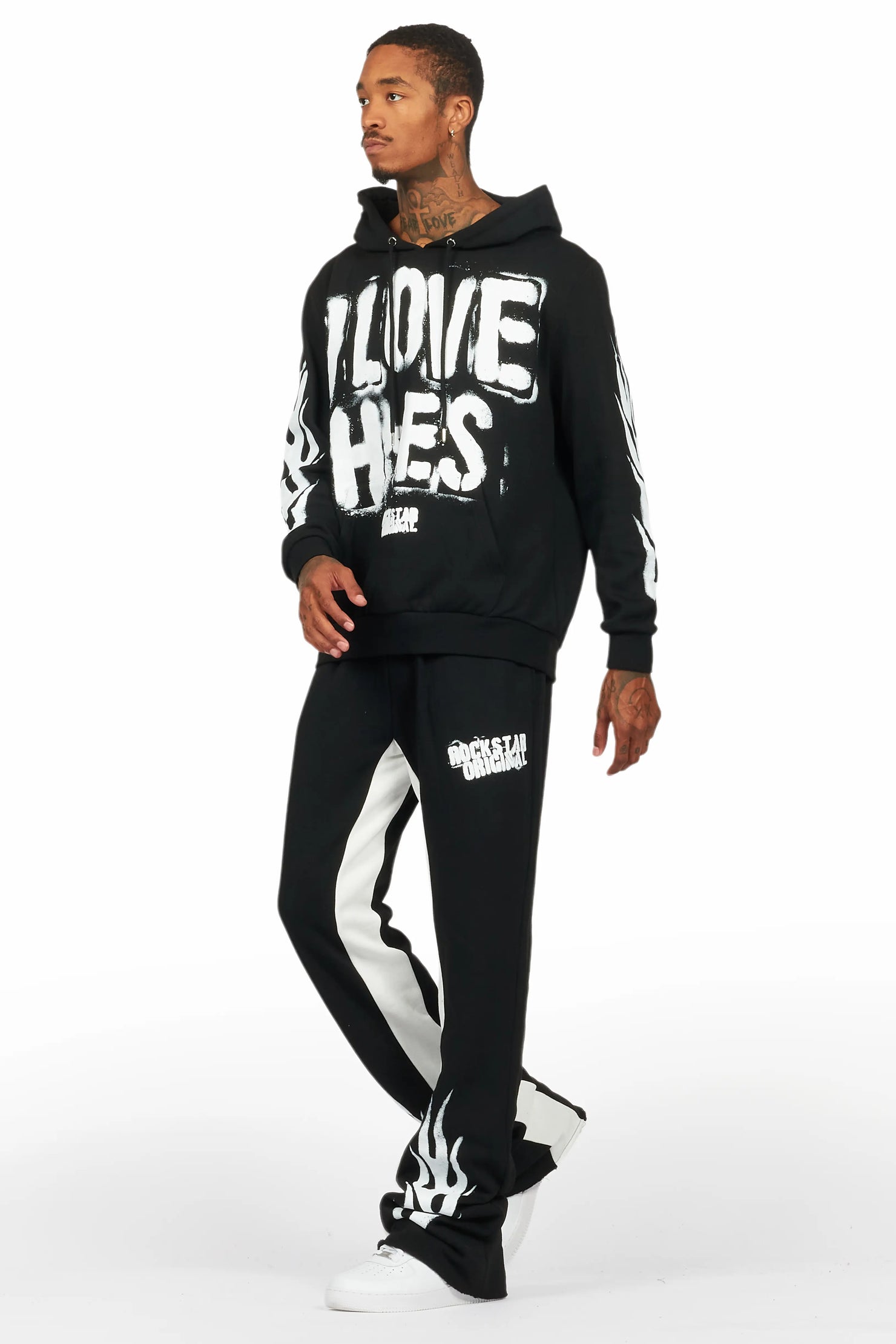 Banyan Black/White Hoodie/Baggy Fit Pant Set