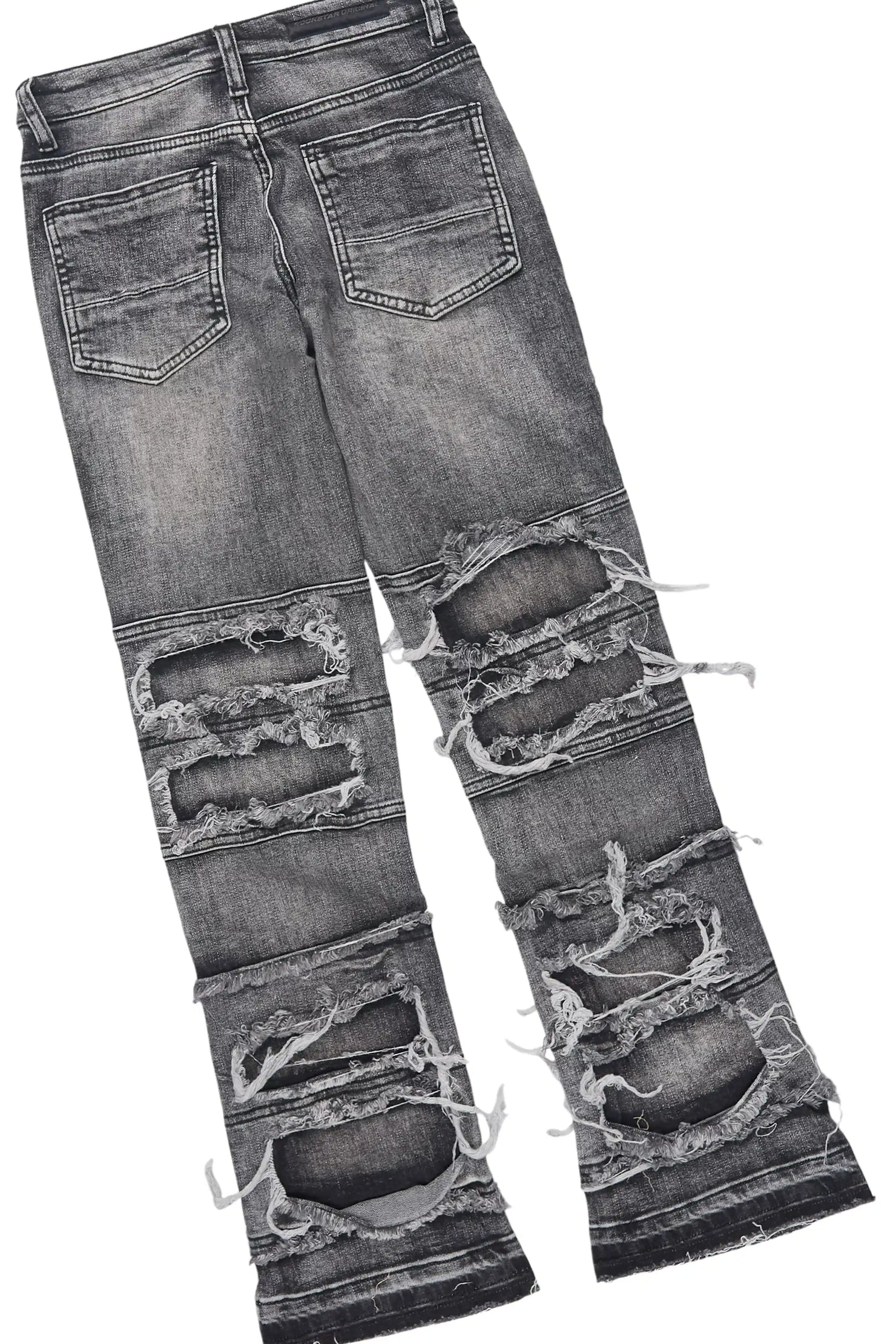 Boys Delzzon Black Hoodie & Vasco Grey Stacked Jean Set