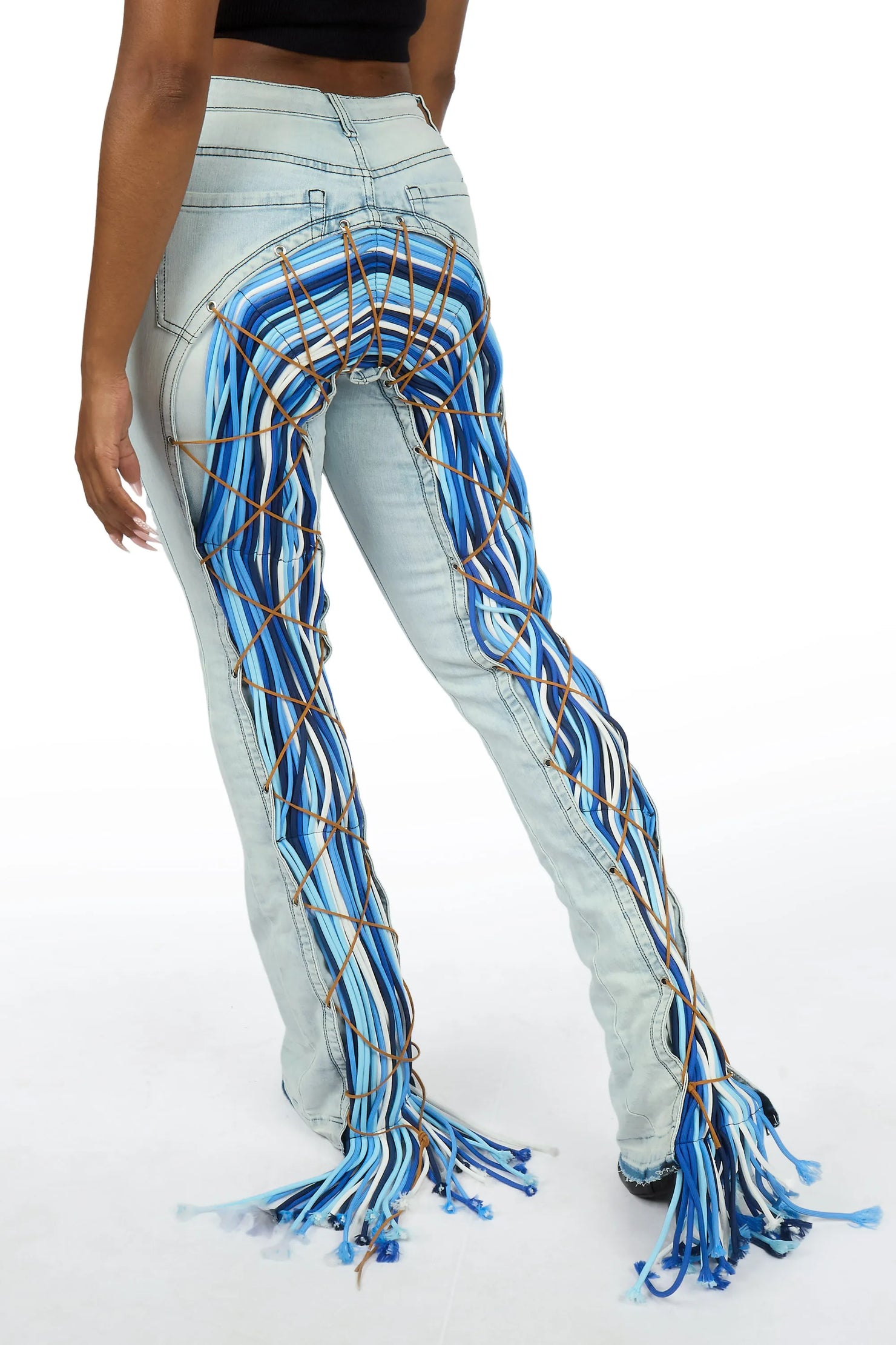 Ottiana Light Blue/Blue Stacked Flare Jean