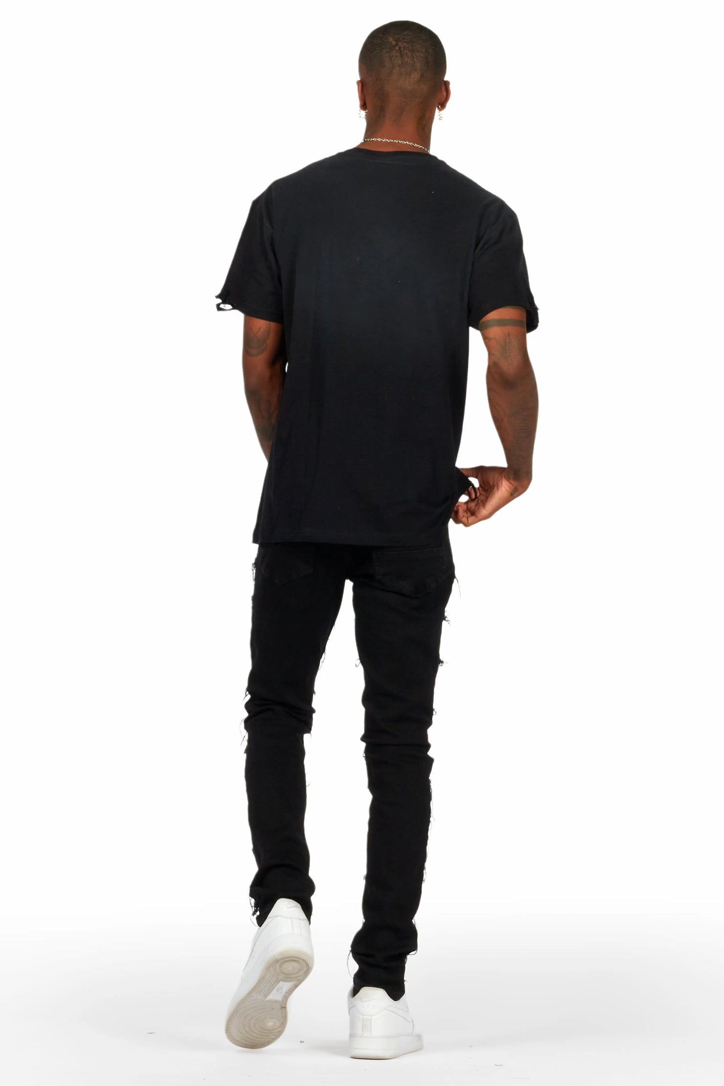 Waylon Black Frayed Slim Fit Jean