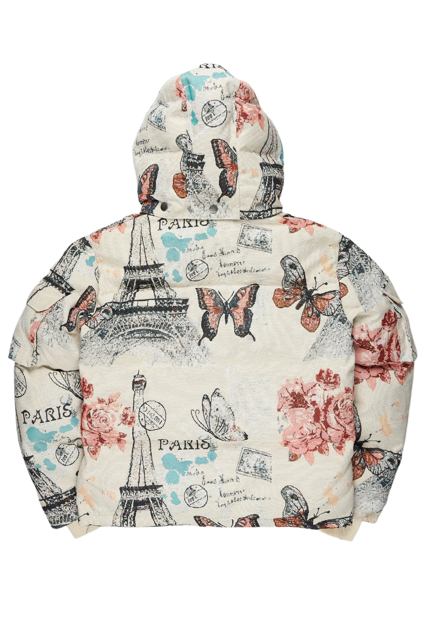 Boys Lamont Beige Tapestry Puffer Jacket