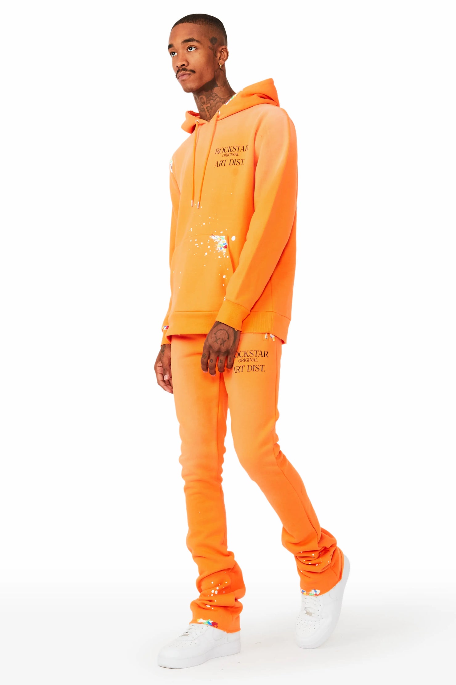 Rockstar Art Dist. Orange Hoodie/Stacked Flare Set