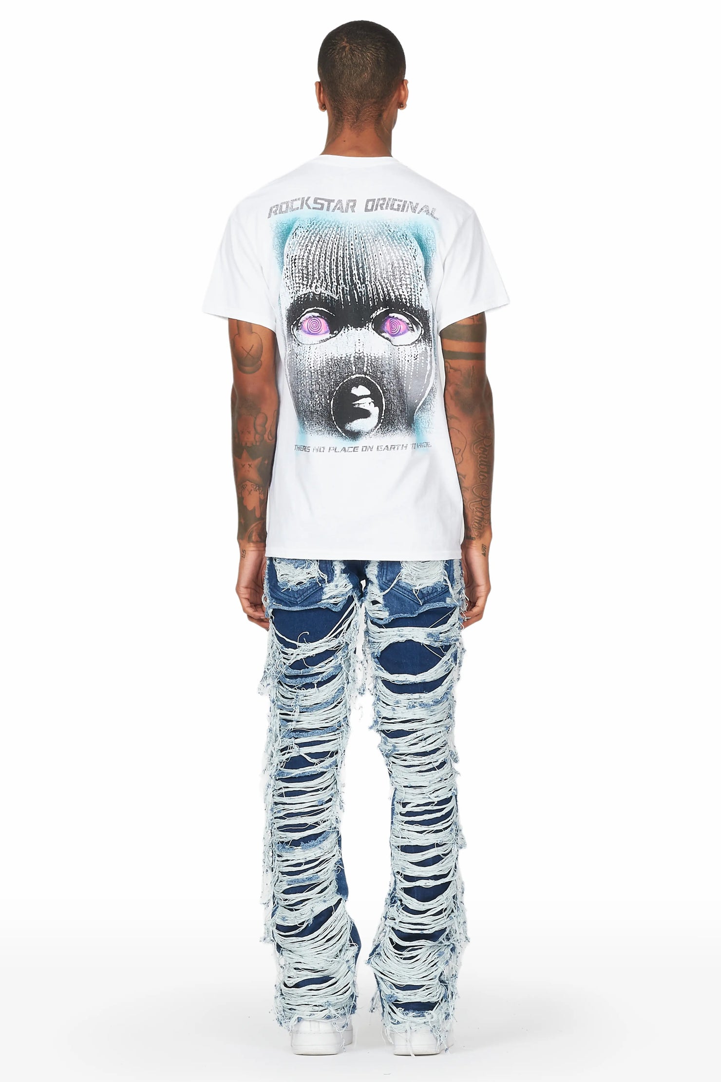 Conrad Blue Stacked Flare Jean