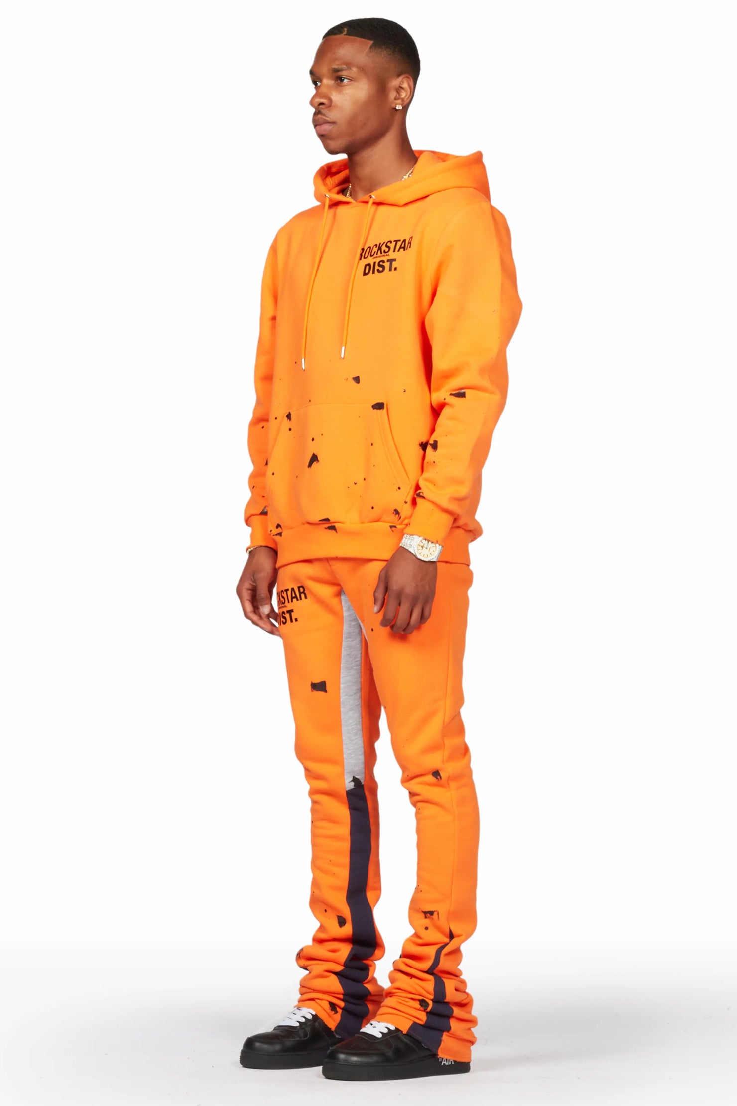 Raffer Orange Hoodie/Super Stacked Flare Pant Set