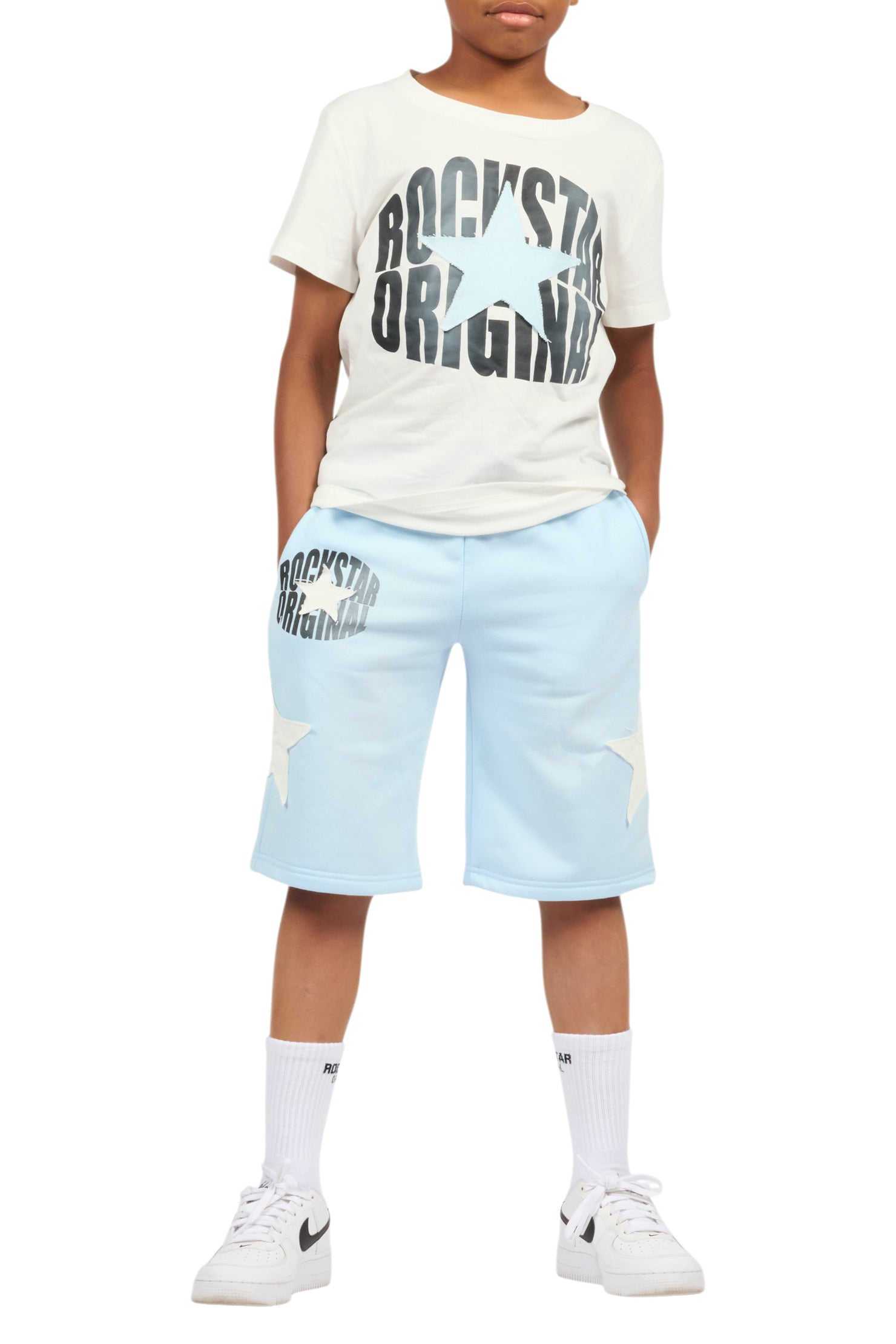 Boys Sarge White/Blue T-Shirt/Short Set