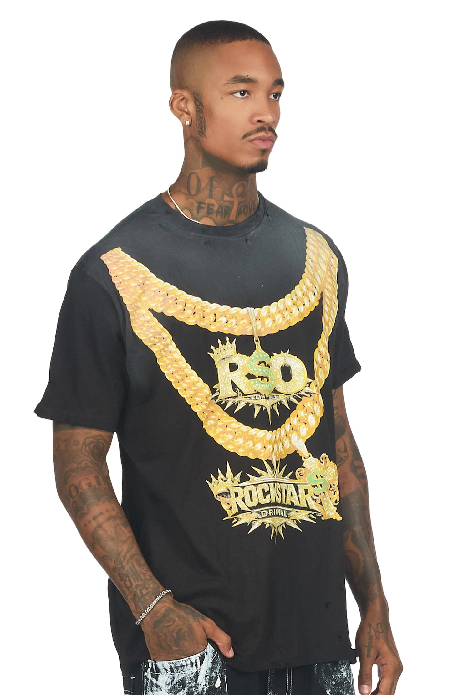 Keah Black Oversized Graphic T-Shirt