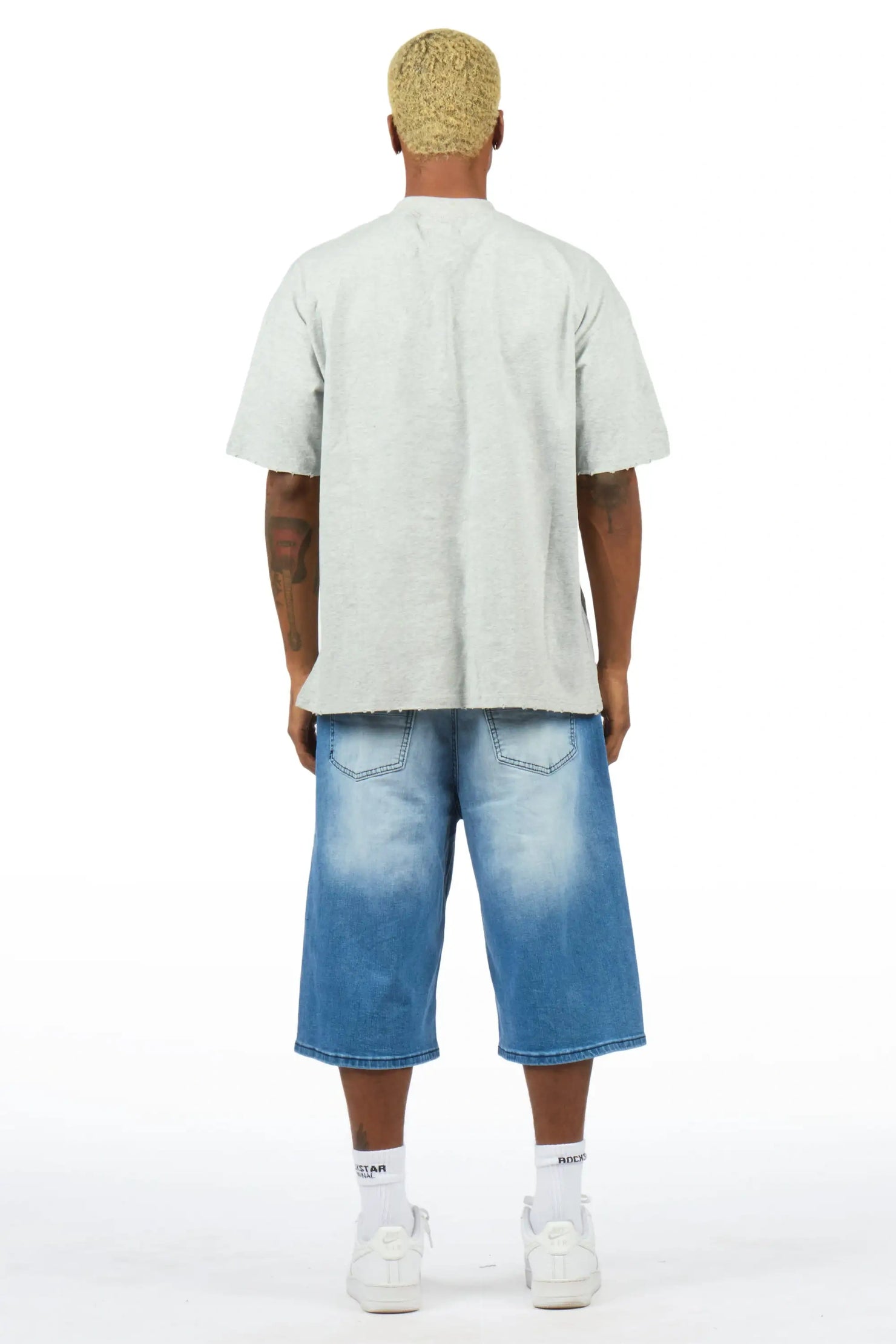 Bautista Blue Graphic T-Shirt Denim Jort Set